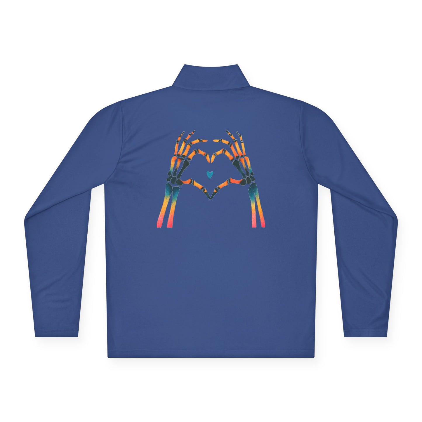 rainbow bones hands making heart shape. Simple Unisex Quarter-Zip Pullover