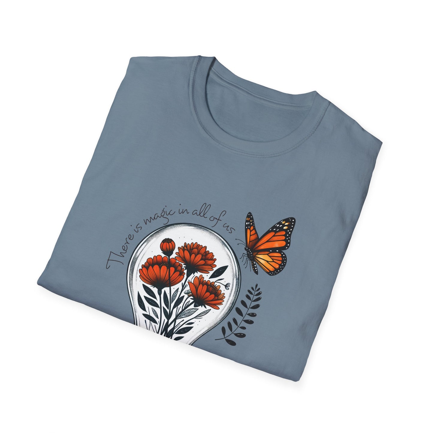 Inspiring Floral & Butterfly T-Shirt, Nature Lover Gift, Eco-Friendly Tee, Vintage Aesthetic Fashion, Motivational Quote Apparel
