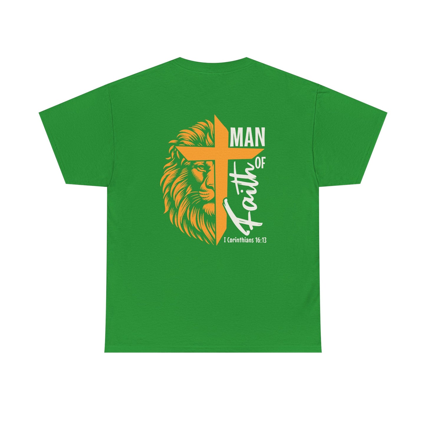 Faith-Inspired Unisex Heavy Cotton Tee, Christian Apparel, Lion and Cross Design, Gift for Him, Spiritual Wear, Everyday Comfort, Casual