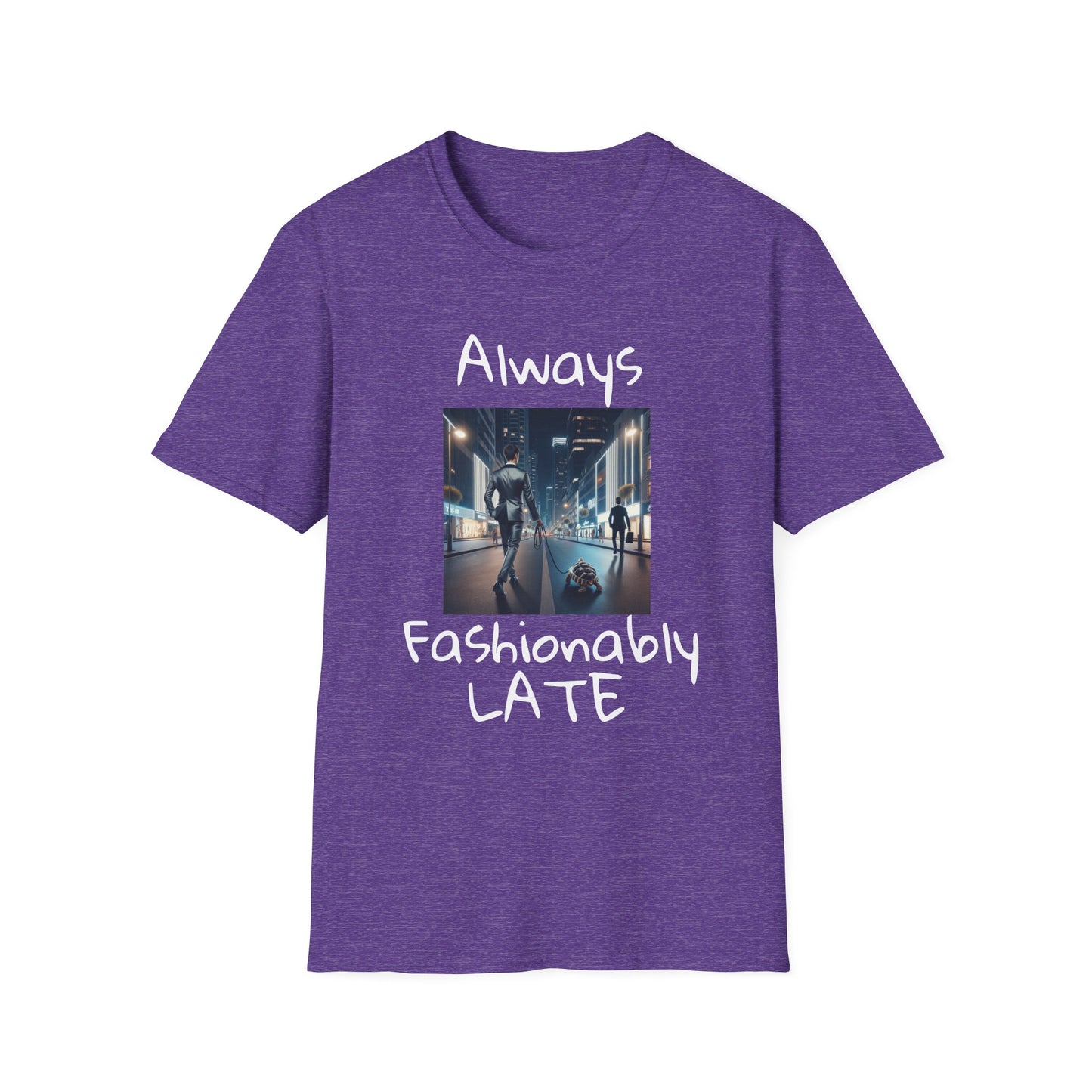 Fashionably Late Tortoise Unisex T-Shirt, Funny Mens Graphic Tee, Nightlife City Street Fashion Shirt, Men's Urban Style Top, Unique Gift