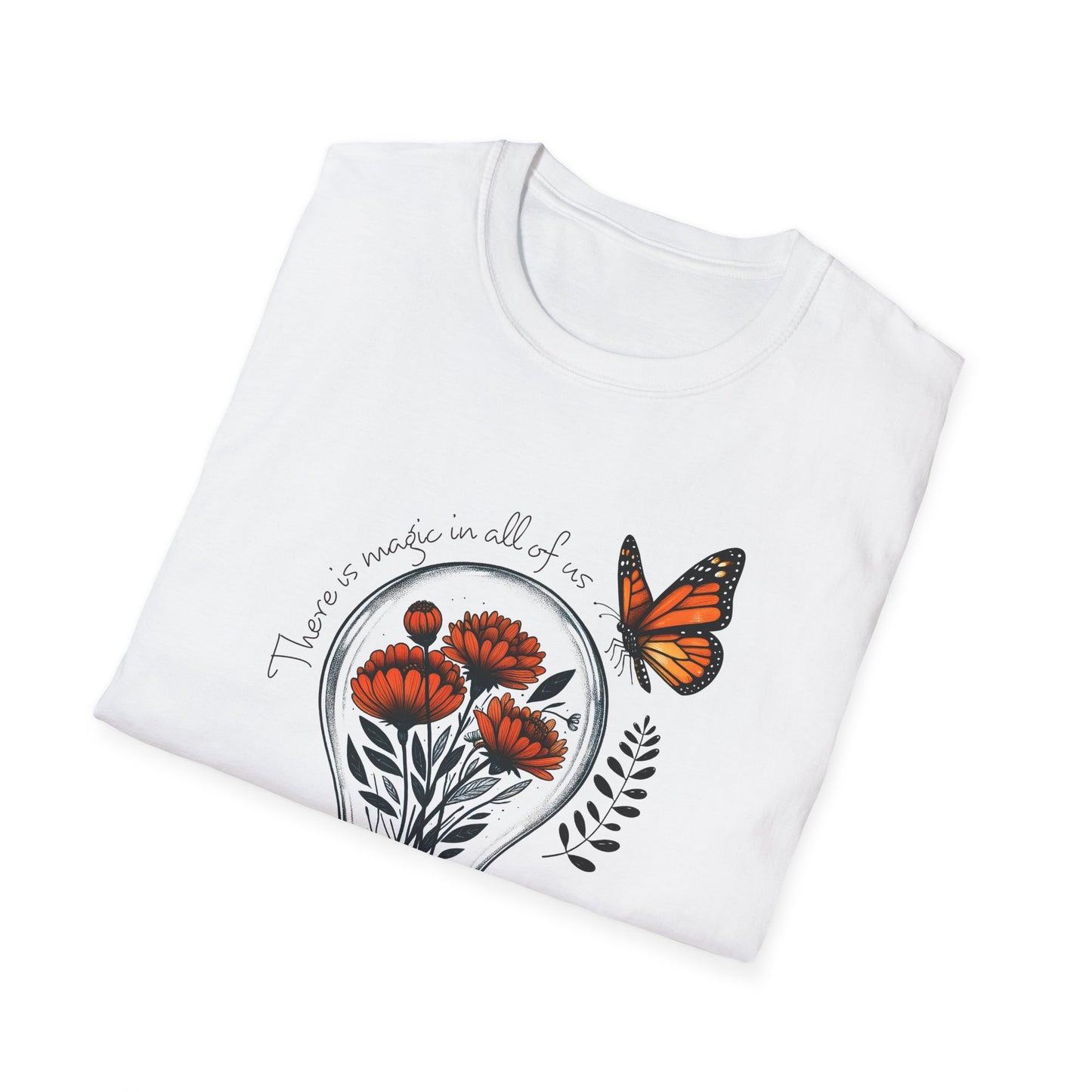 Inspiring Floral & Butterfly T-Shirt, Nature Lover Gift, Eco-Friendly Tee, Vintage Aesthetic Fashion, Motivational Quote Apparel