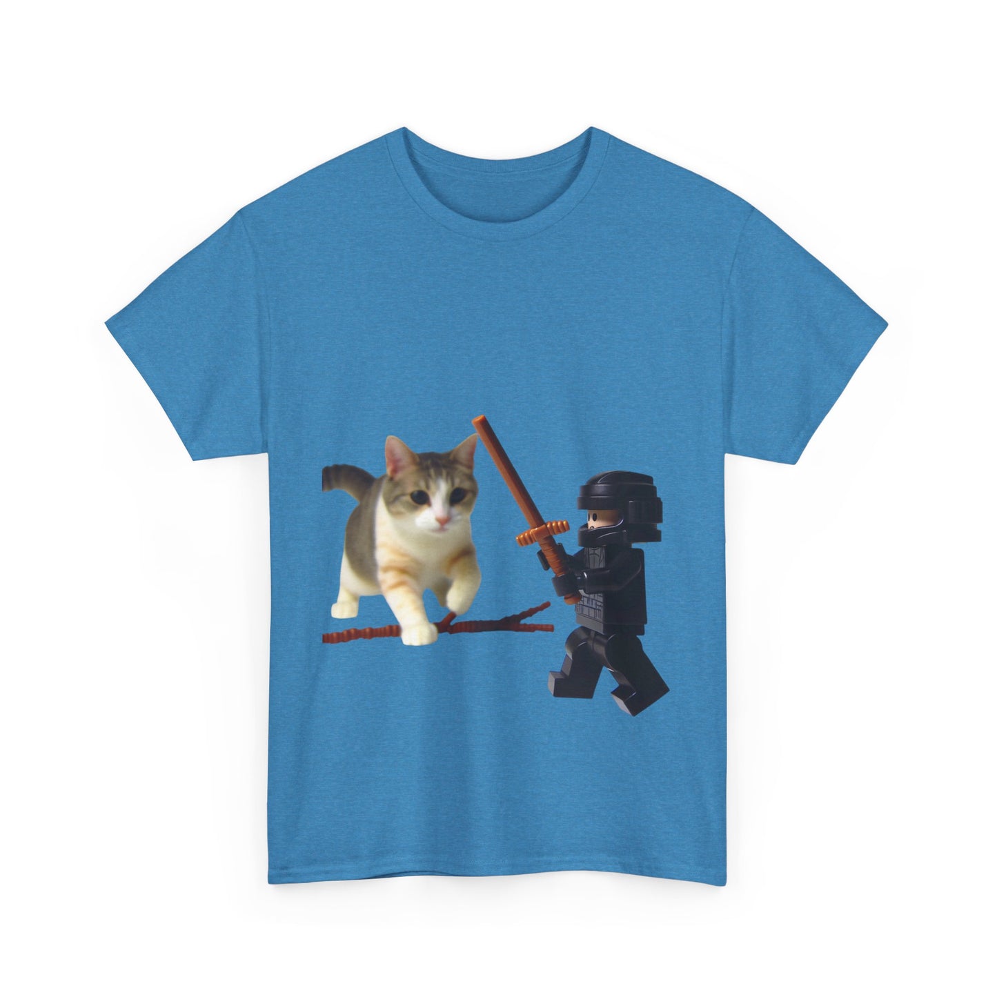 Lego Darth Vader Unisex Tee - Darth Vader Sword Fighting with Cat Design