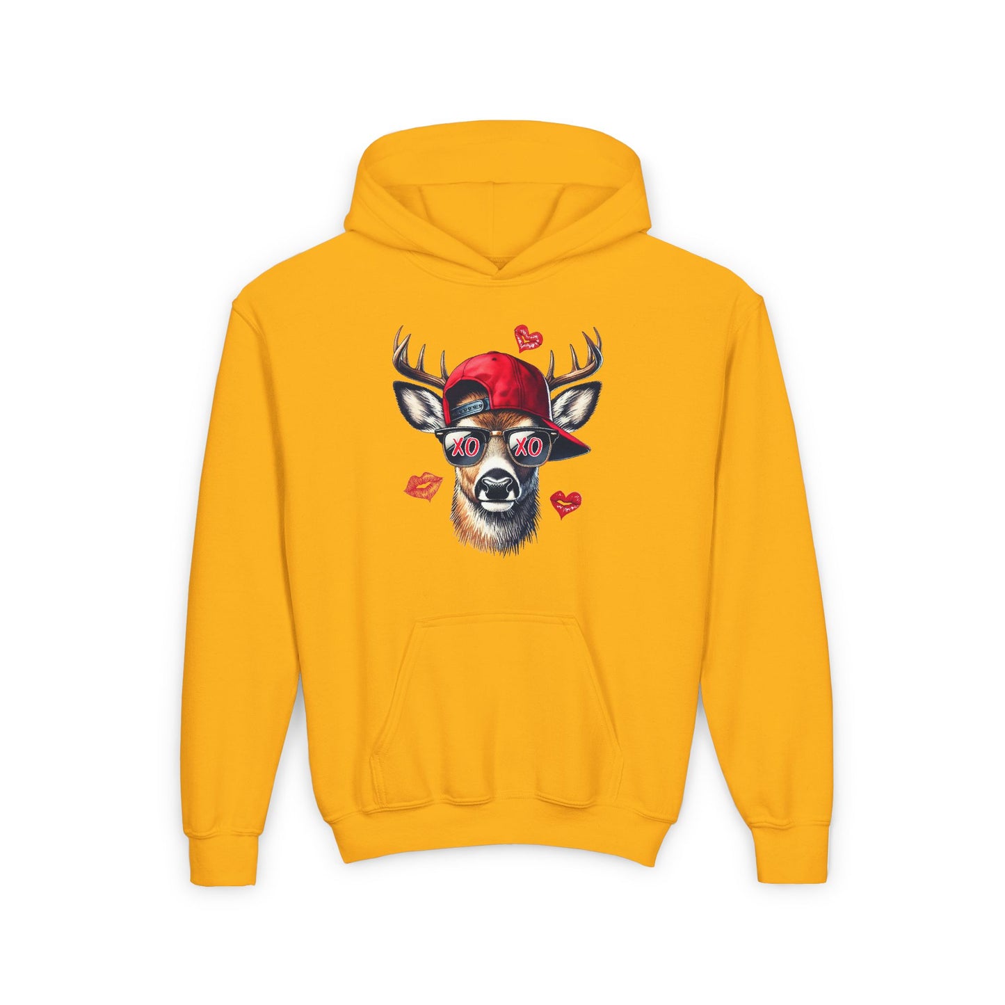 Hooded Sweatshirt - Buck Head with Sunglasses and XO XO Design