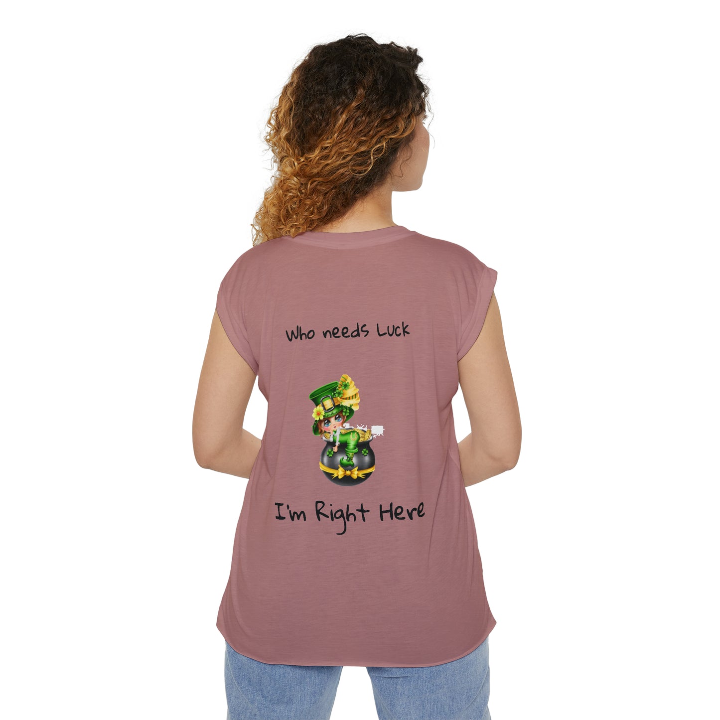 Camiseta musculosa con puños enrollados fluidos para mujer del Día de San Patricio