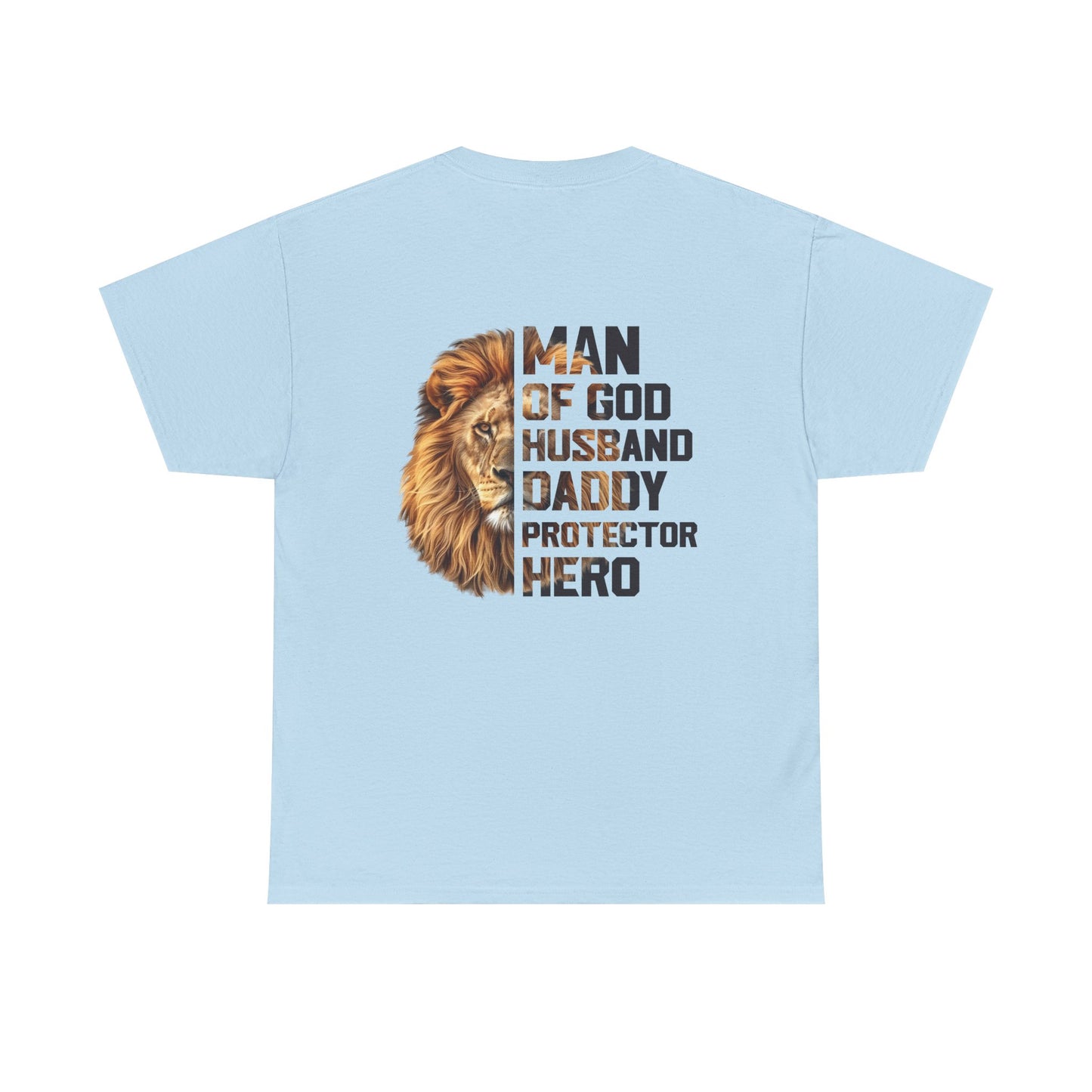 Lion Faith Husband Tee, Protector Shirt, Unisex Christian Tshirt, Daddy Tee, Man of God Top, Religious Gift, Lion Print Shirt, Faith Words