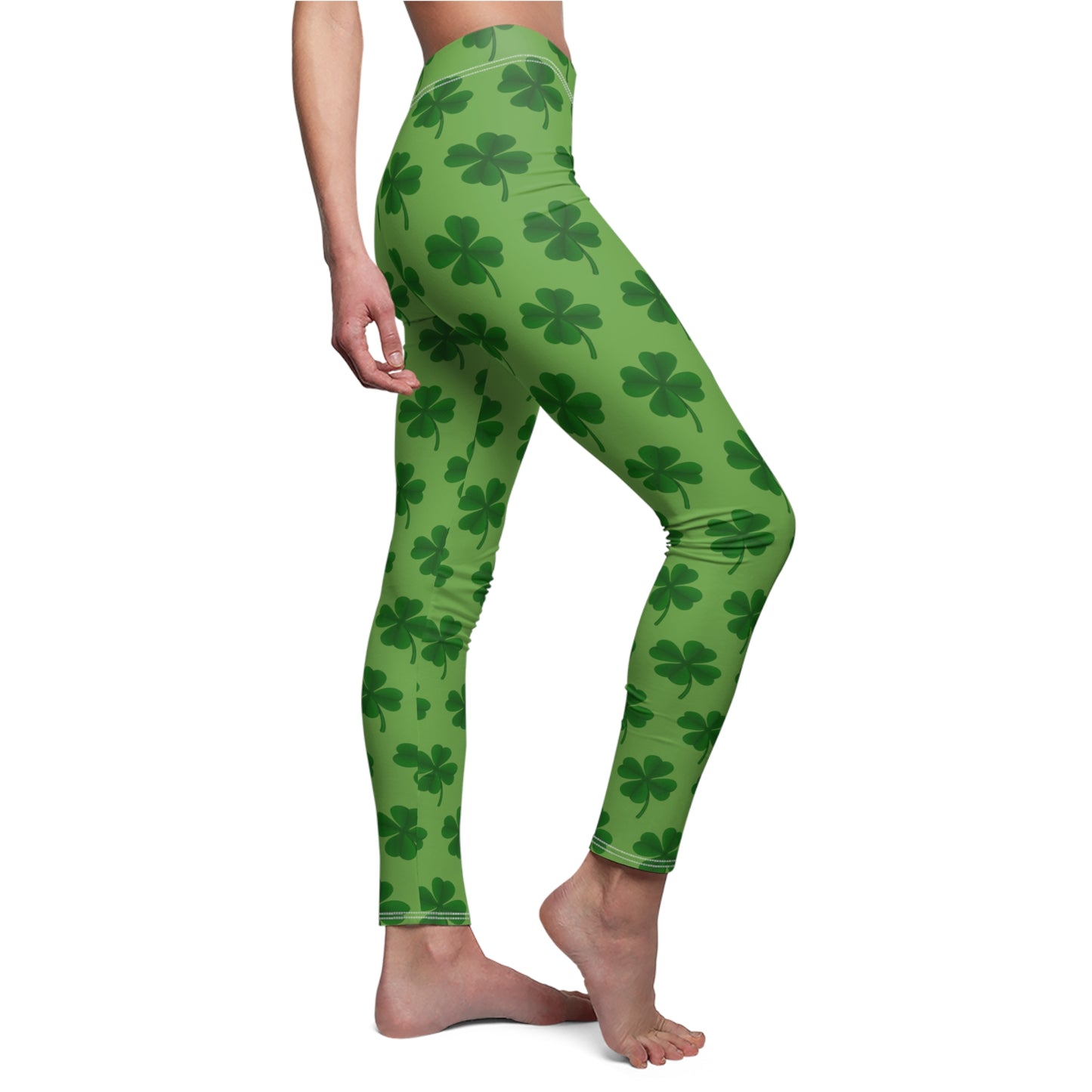 Green on Green Clover Design Women's Cut & Sew Casual Leggings (AOP)