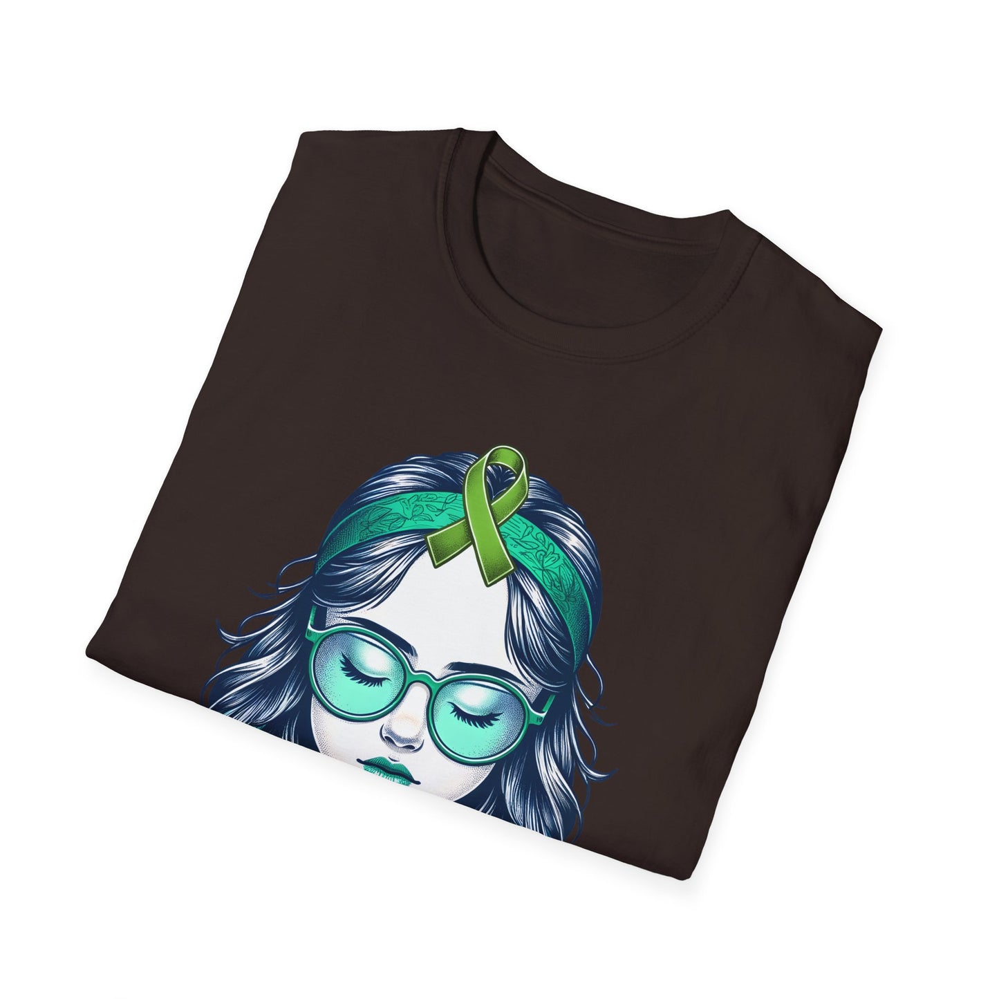 Empowered Green Hair T-Shirt | Unisex Softstyle Tee for Empowerment, Cancer Awareness, Mental Health Warrior