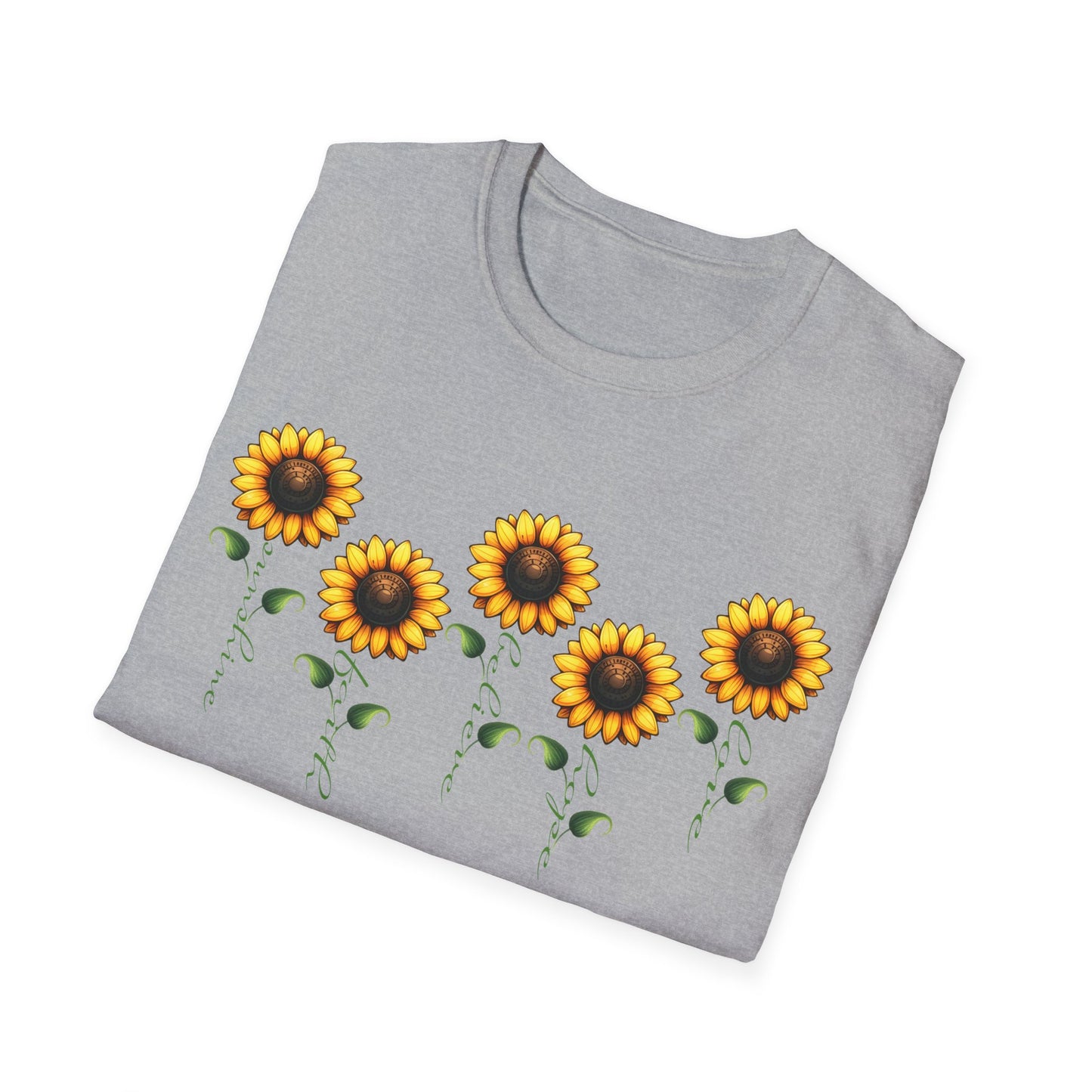 Sunflower Garden Unisex Softstyle T-Shirt, Floral Tee, Nature Lover Gift, Summer Apparel, Boho Aesthetic