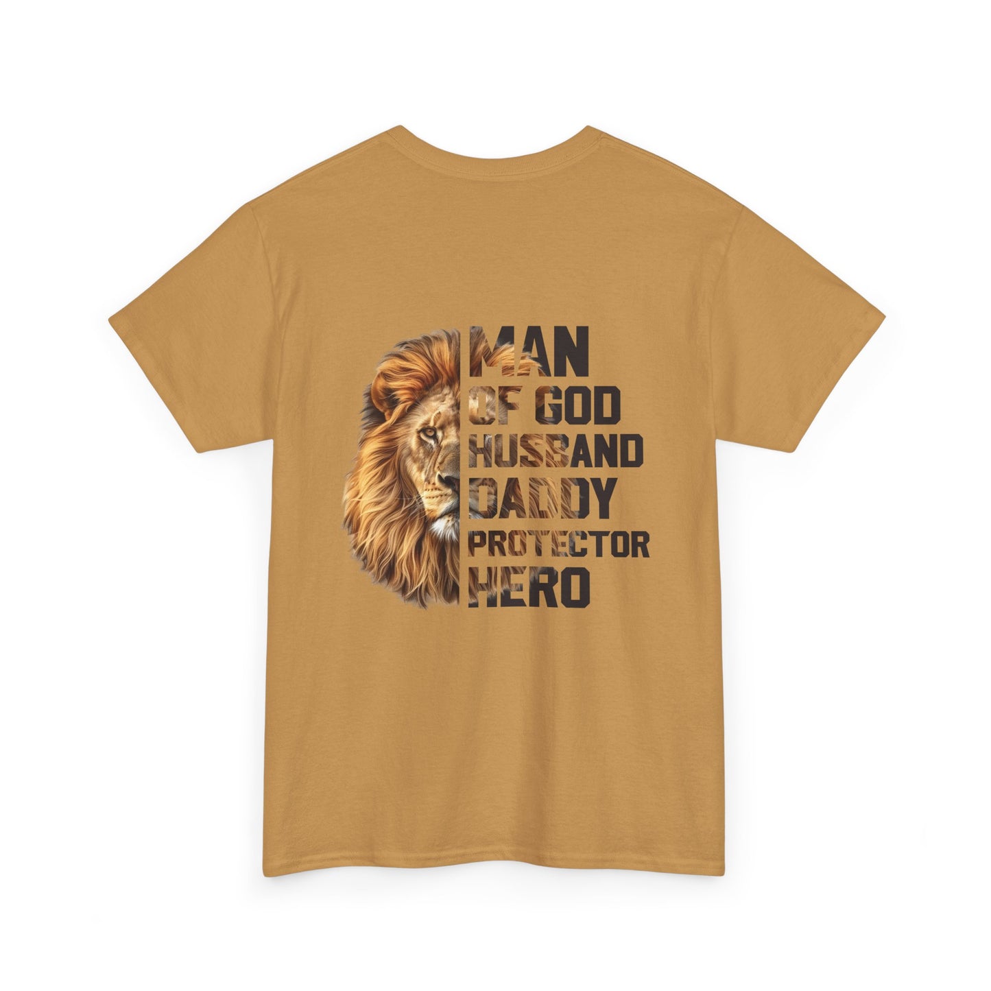Lion Faith Husband Tee, Protector Shirt, Unisex Christian Tshirt, Daddy Tee, Man of God Top, Religious Gift, Lion Print Shirt, Faith Words