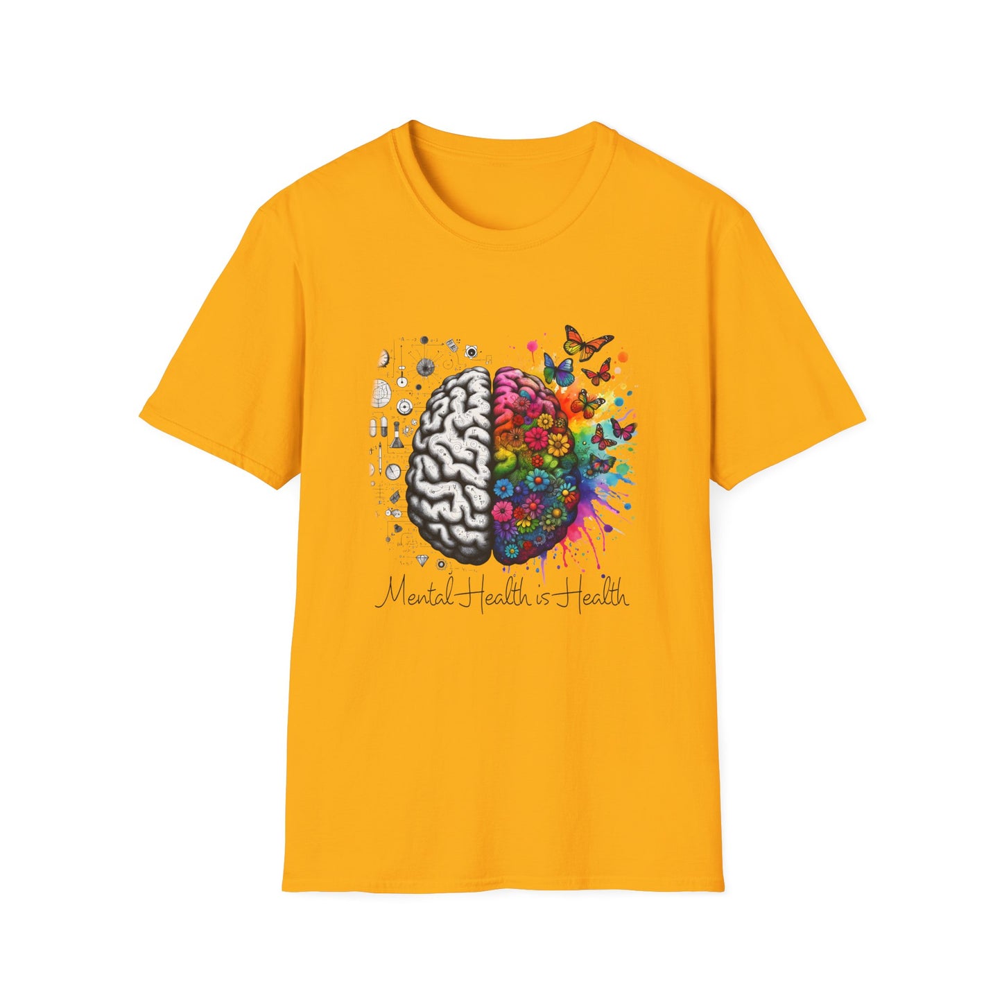 Mental Health is Health T-Shirt, Unisex Softstyle Tee, Positive Vibes, Mental Health Awareness, Gift for Friends, Self-Care Apparel,