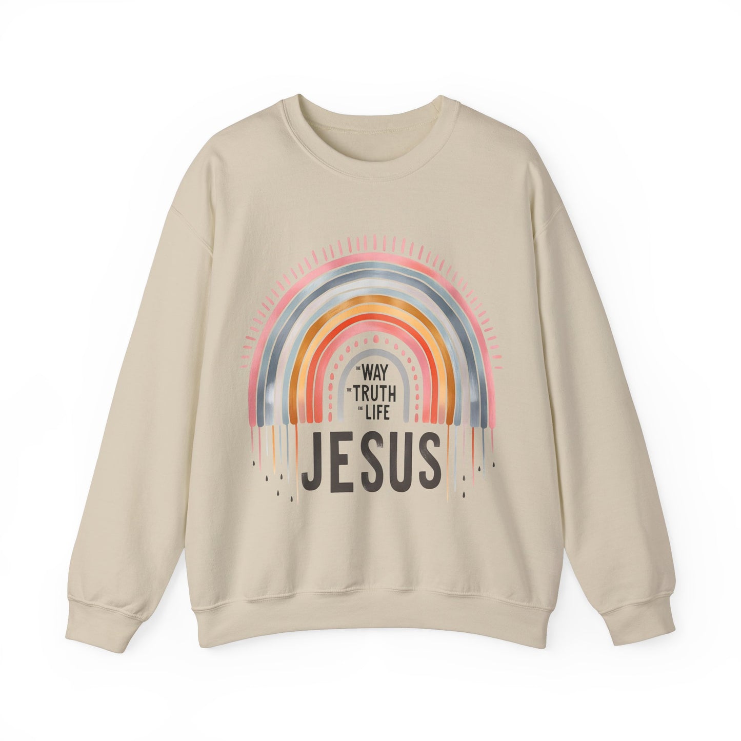 Jesus Rainbow Sweatshirt, Cozy Unisex Crewneck, Christian Apparel, Faith Sweatshirt, Gift for Believers, Inspirational Fashion