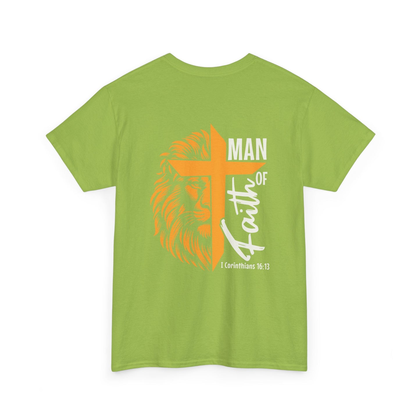 Faith-Inspired Unisex Heavy Cotton Tee, Christian Apparel, Lion and Cross Design, Gift for Him, Spiritual Wear, Everyday Comfort, Casual