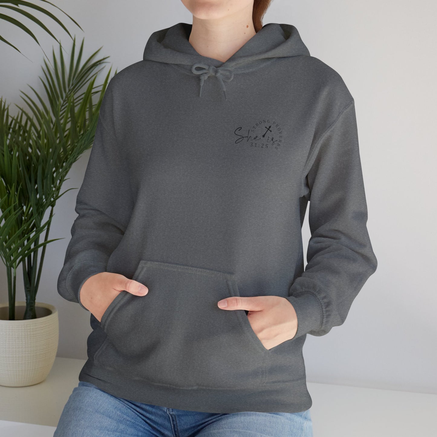 Christian Hooded Sweatshirt 'Strong and Courageous Proverbs'