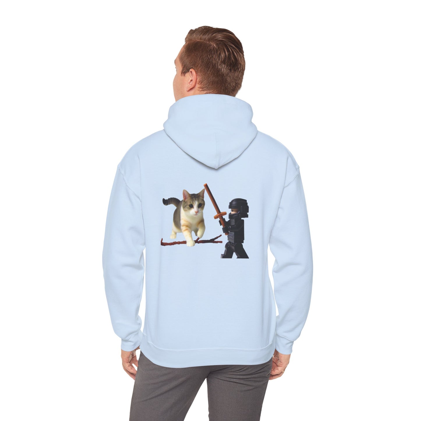 Hooded Sweatshirt - Lego Darth Vader Sword Fighting Giant Cat Design