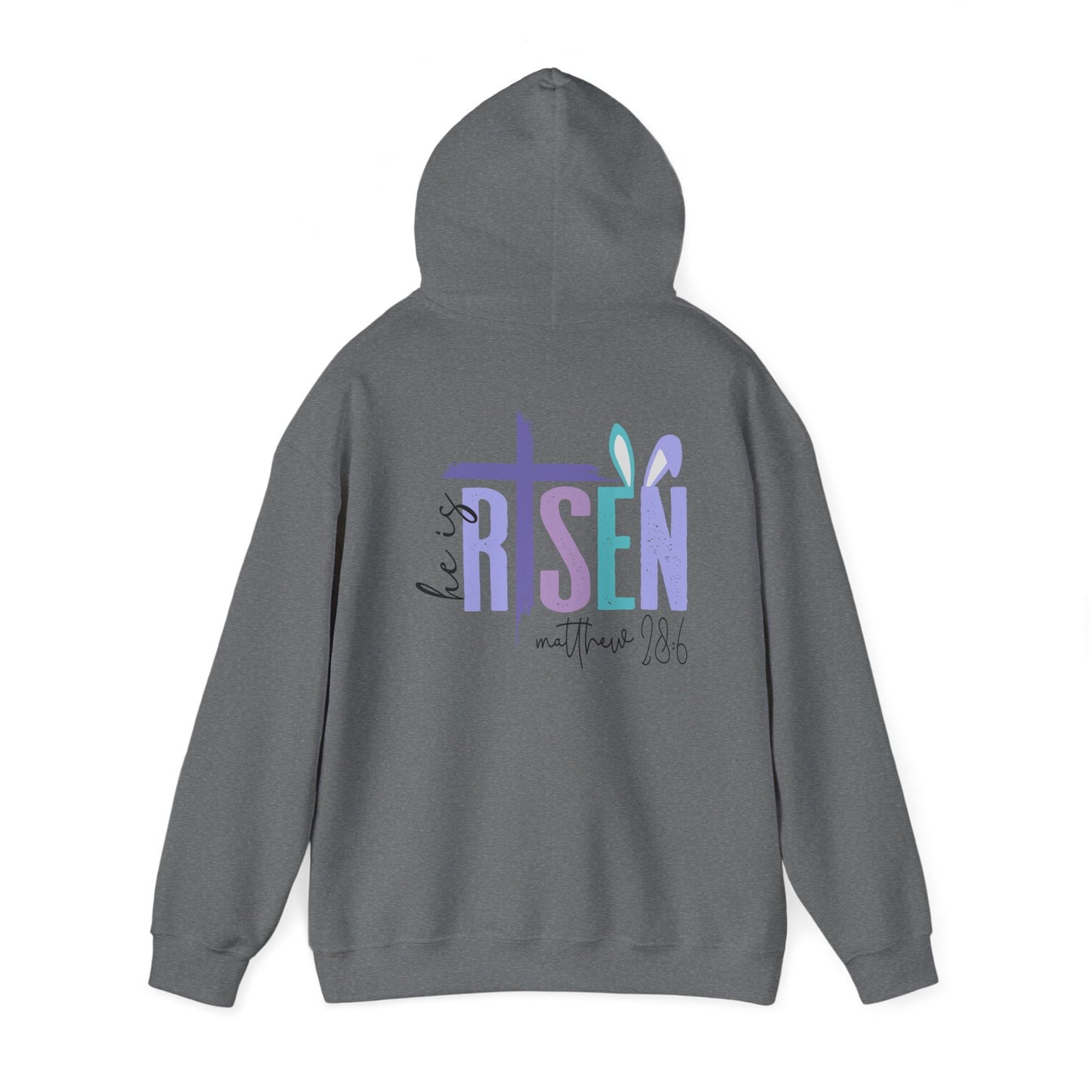He is Risen Unisex Heavy Blend Hoodie - Faithful Comfort, Biblical Message, Perfect for Easter, Church Events, Spring Celebrations, Cozy