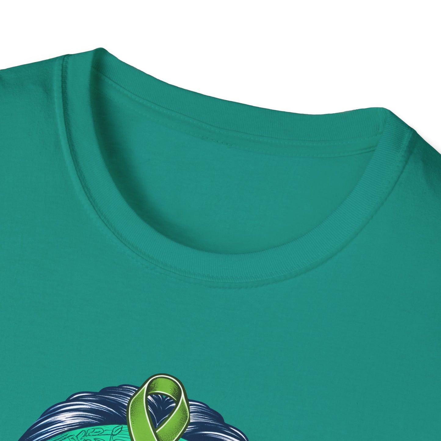 Empowered Green Hair T-Shirt | Unisex Softstyle Tee for Empowerment, Cancer Awareness, Mental Health Warrior