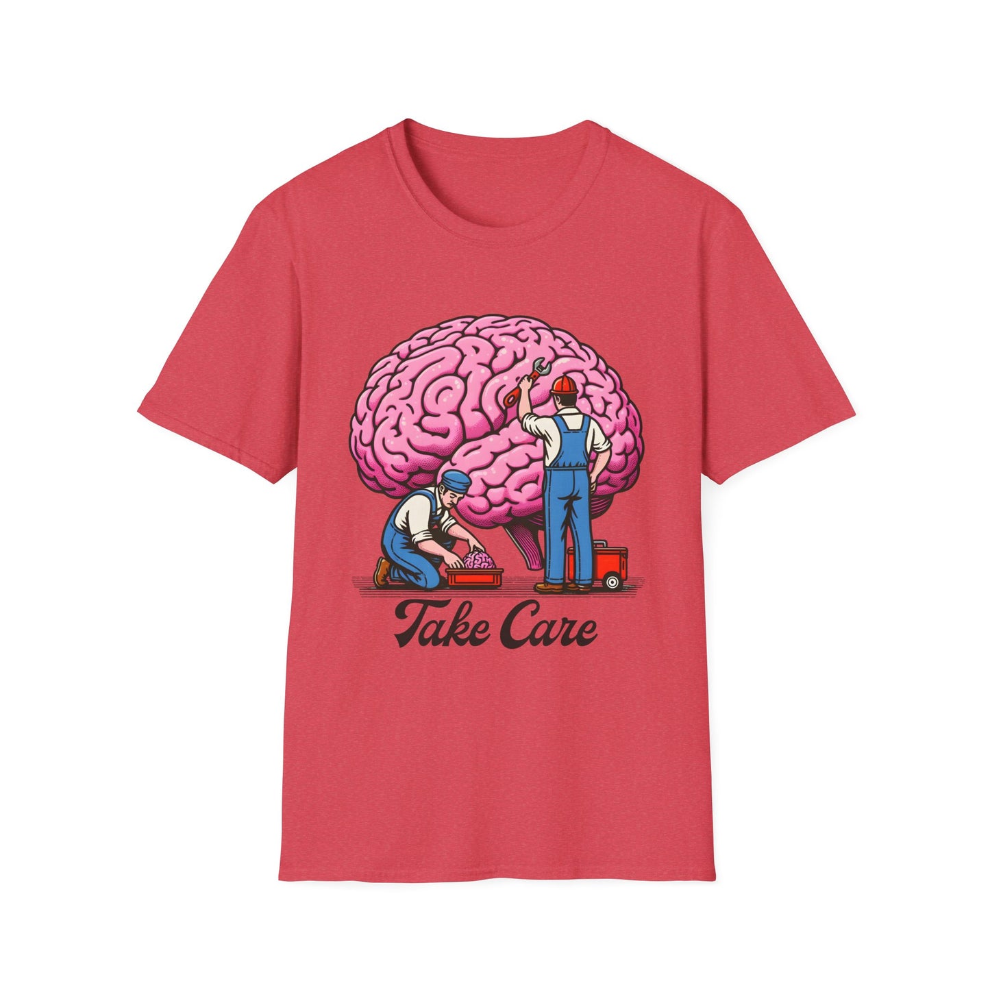 Take Care Brain T-Shirt, Fun Graphic Tee, Mental Health Awareness Shirt, Gift for Caregivers, Casual Wear, Unisex Softstyle