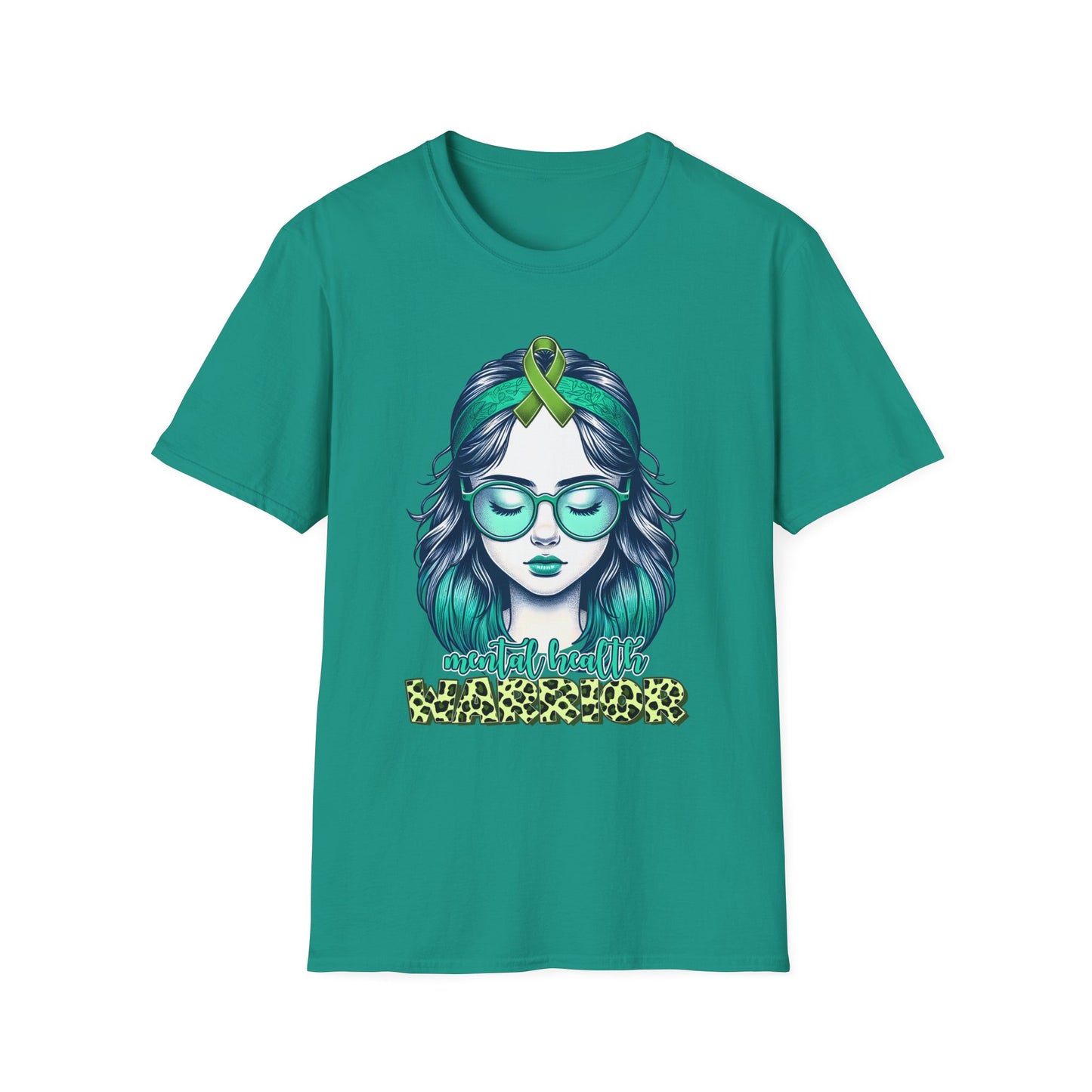 Empowered Green Hair T-Shirt | Unisex Softstyle Tee for Empowerment, Cancer Awareness, Mental Health Warrior