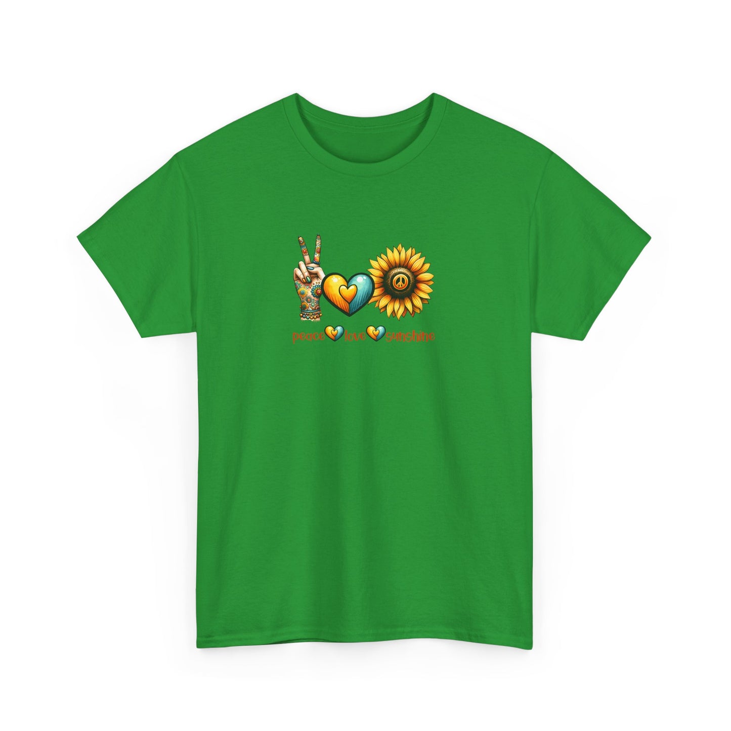 Peace Love Sunshine Unisex Heavy Cotton Tee, Vintage Graphic T-Shirt, Retro Vibe, Summer Wardrobe, Perfect Gift for Friends, Festivals