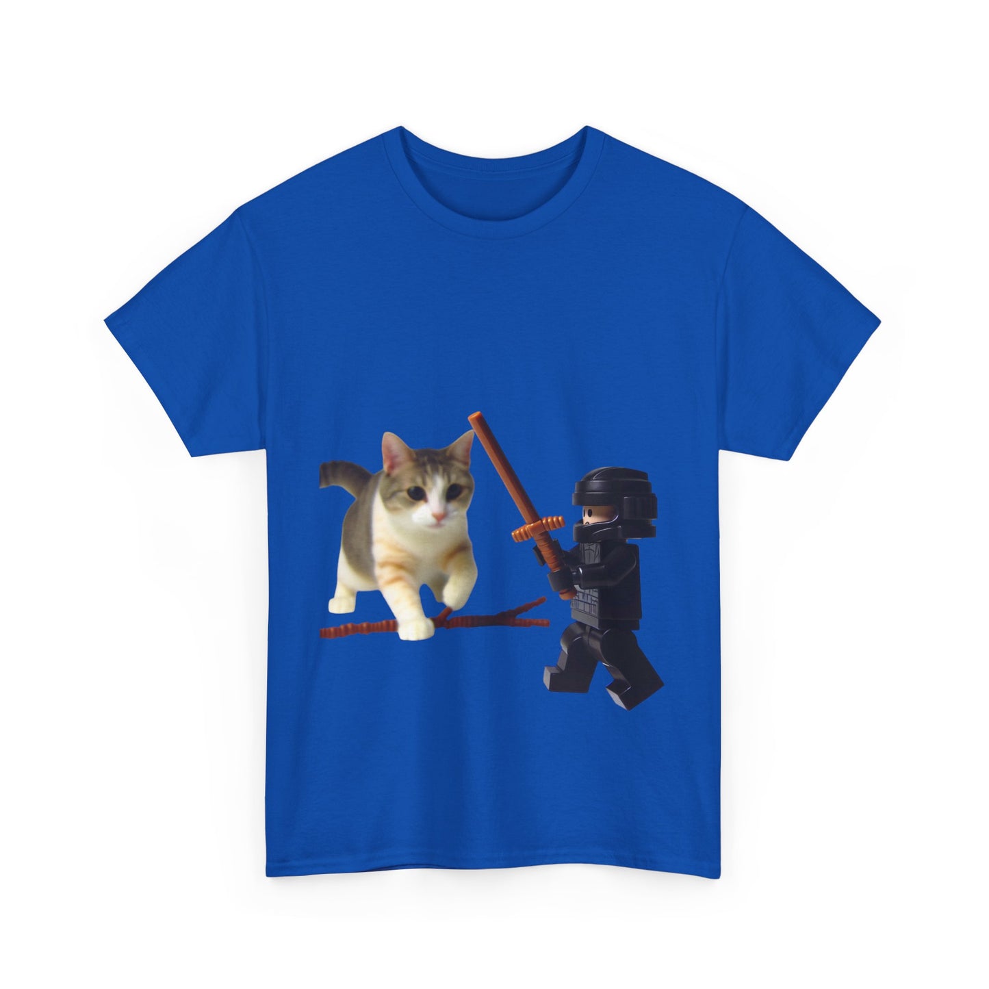 Lego Darth Vader Unisex Tee - Darth Vader Sword Fighting with Cat Design