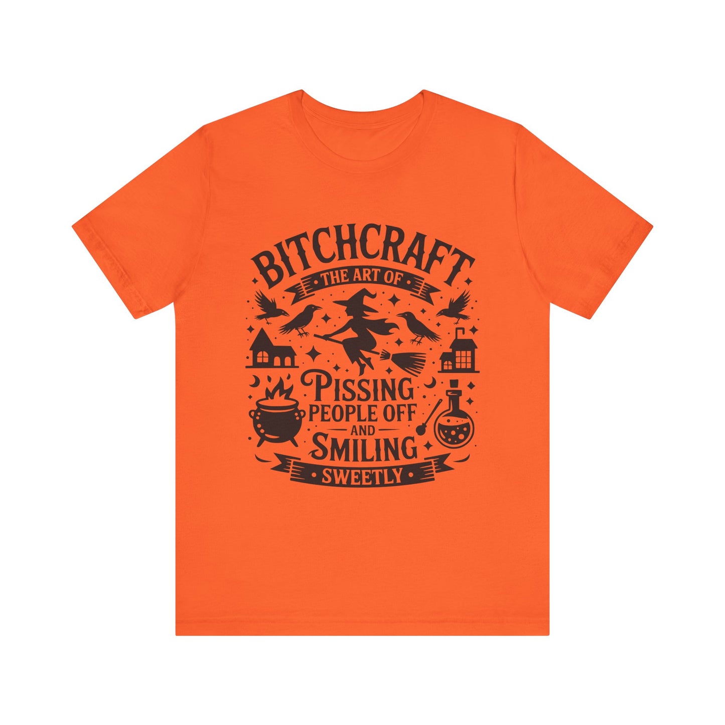 Witty Witchcraft Tee, Bitchcraft T-Shirt for Witches, Funny Short Sleeve Top, Gift for Halloween, Witchy Fashion