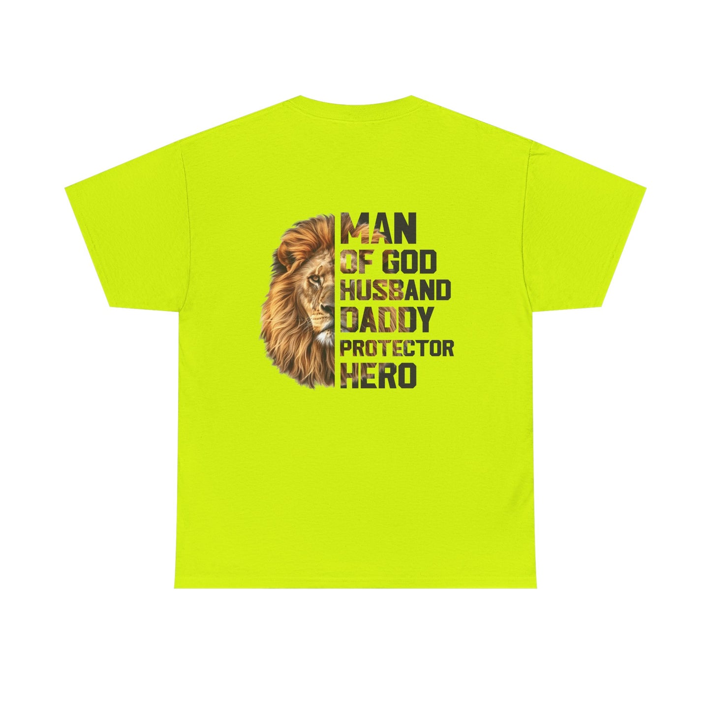 Lion Faith Husband Tee, Protector Shirt, Unisex Christian Tshirt, Daddy Tee, Man of God Top, Religious Gift, Lion Print Shirt, Faith Words