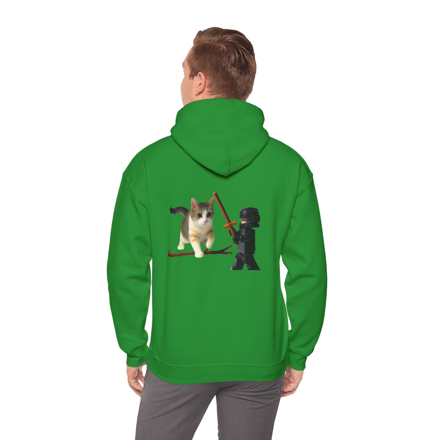 Hooded Sweatshirt - Lego Darth Vader Sword Fighting Giant Cat Design