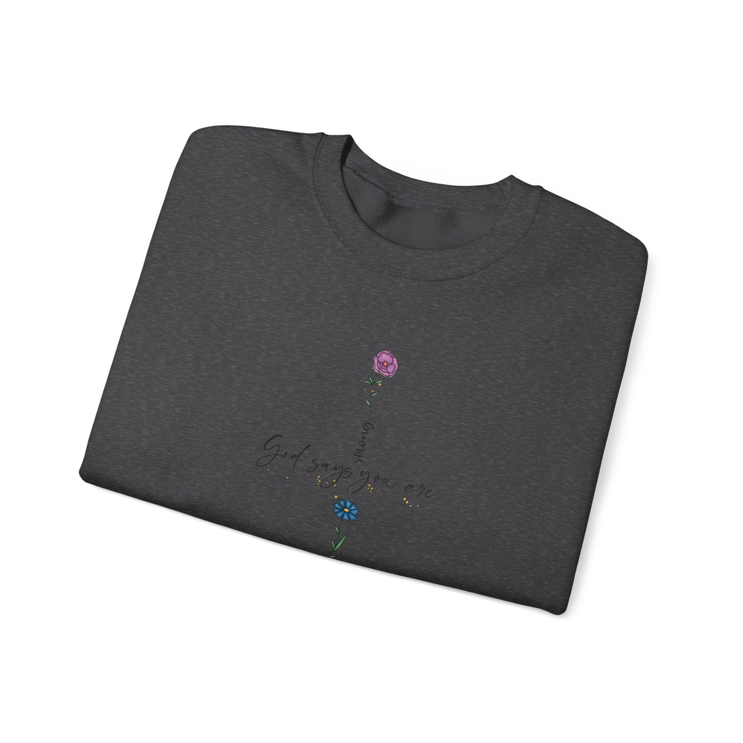 Cross Flowers Unisex Sweatshirt, Religious Lover Gift, Forgiveness Strength Shirt, Flower Buff Apparel, Unique Precious Sweater