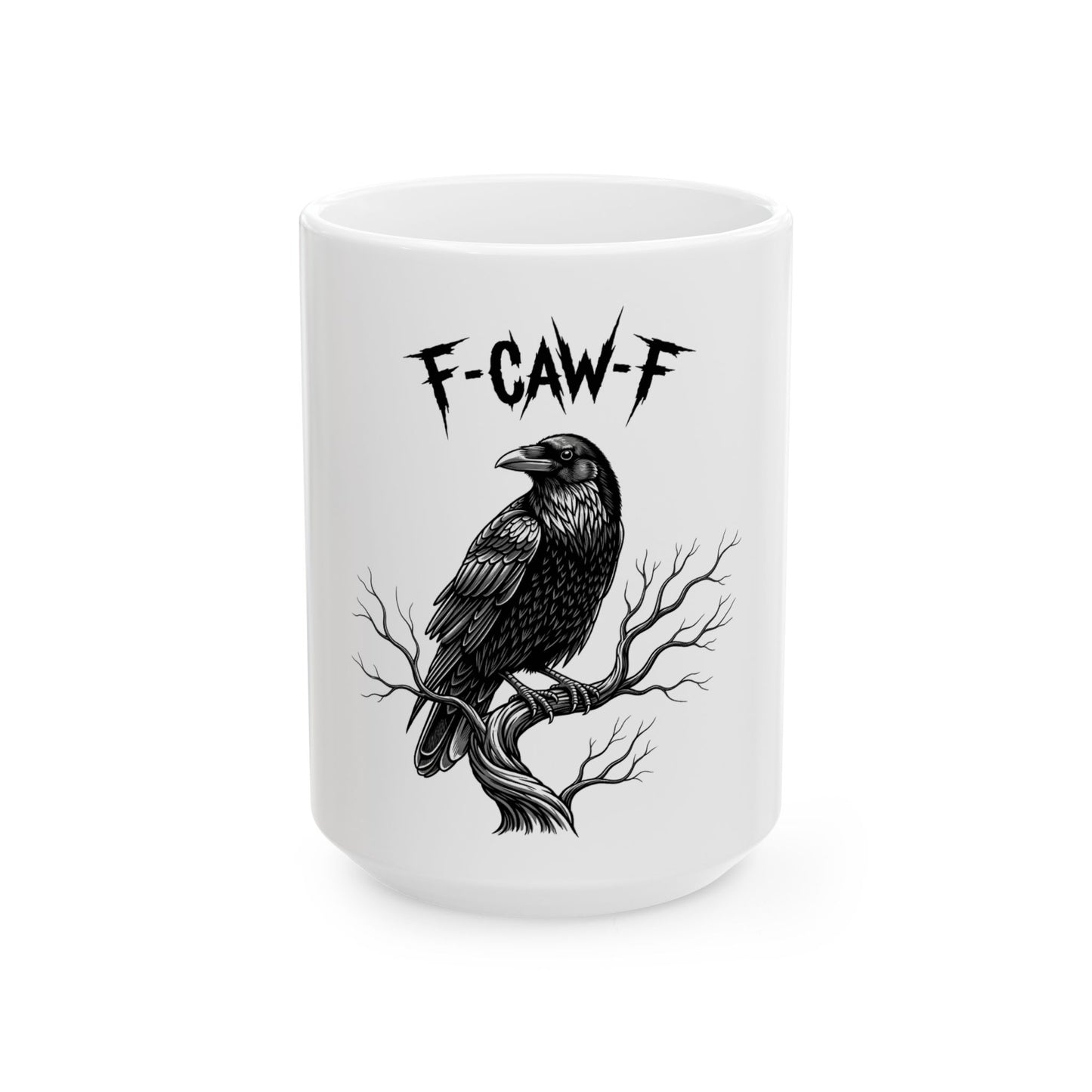 Caw-F Caw-F Ceramic Mug, Gothic Style Coffee Cup, Raven Motif Mug, Unique Gift for Bird Lovers, Home Decor, Halloween Decoration