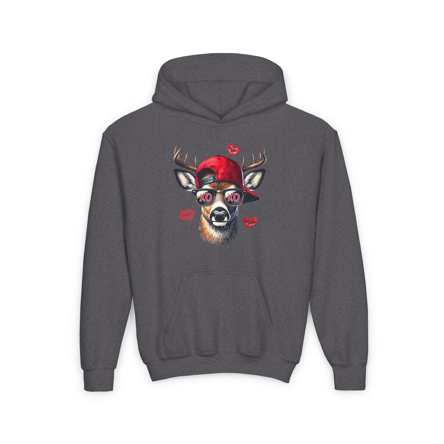 Hooded Sweatshirt - Buck Head with Sunglasses and XO XO Design