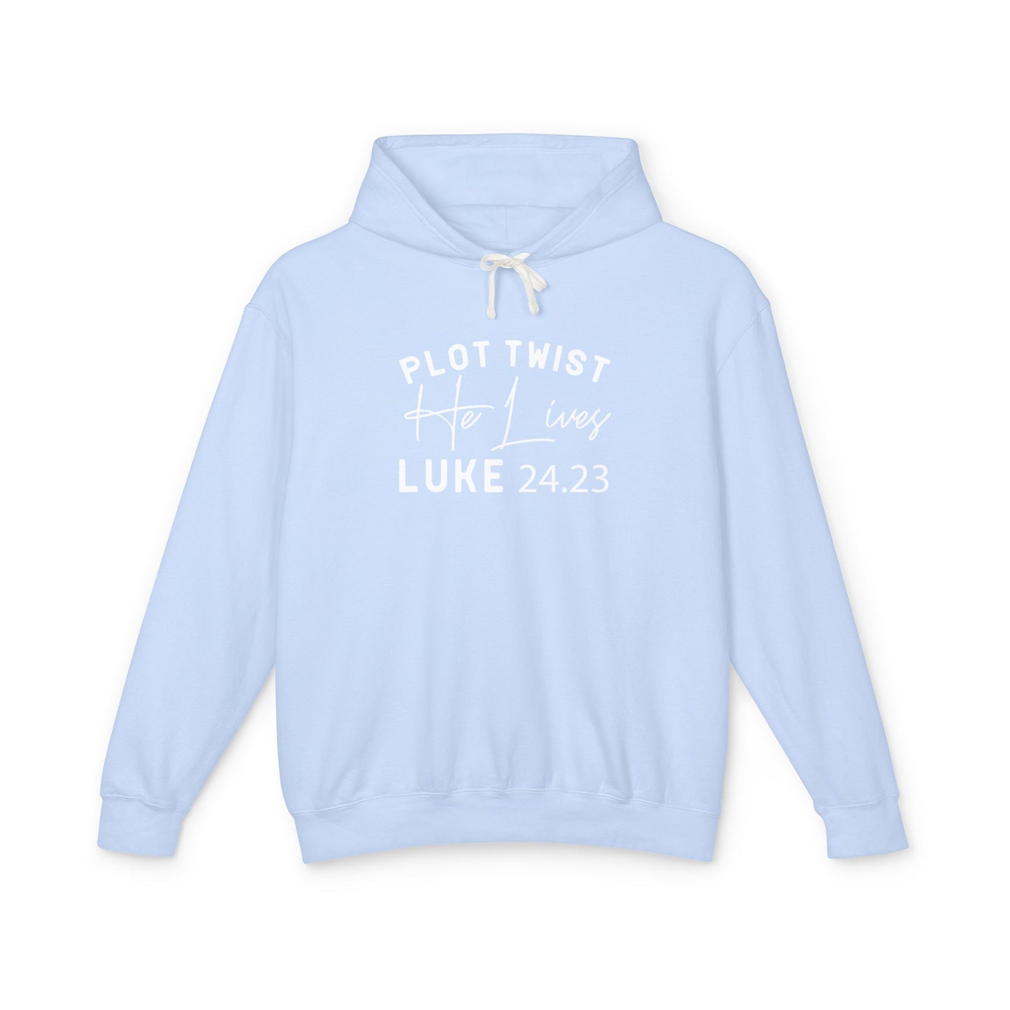 Religious Quotes Lightweight Hoodie, Plot Twist He Lives 24:13 Church Easter Sweatshirt, Unisex Hooded Sweatshirt for Christians, Religious