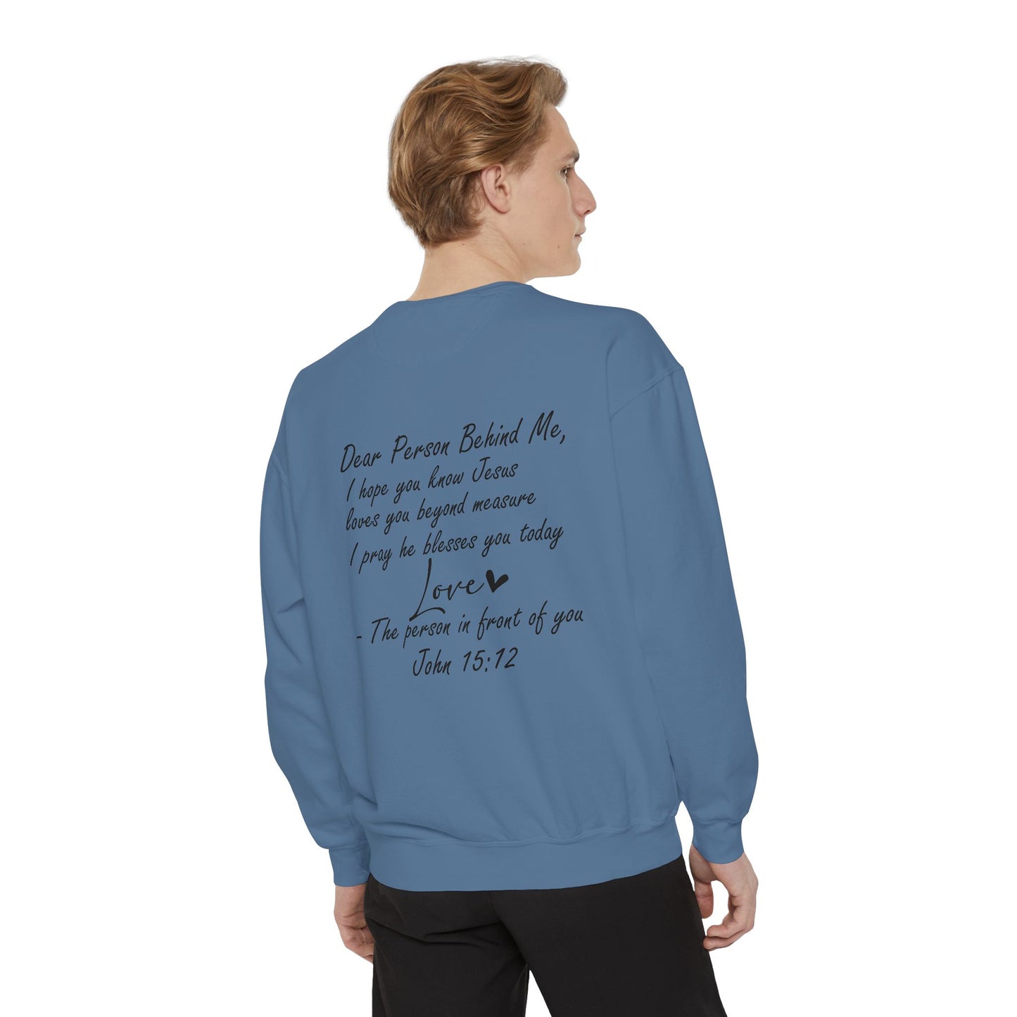 Love Like Jesus Garment-Dyed Sweatshirt, Inspirational Christian Apparel, Cozy Religious Gift, Faith-Based Fashion, Perfect for Holidays