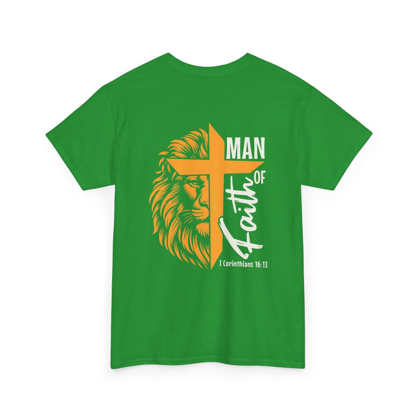 Faith-Inspired Unisex Heavy Cotton Tee, Christian Apparel, Lion and Cross Design, Gift for Him, Spiritual Wear, Everyday Comfort, Casual