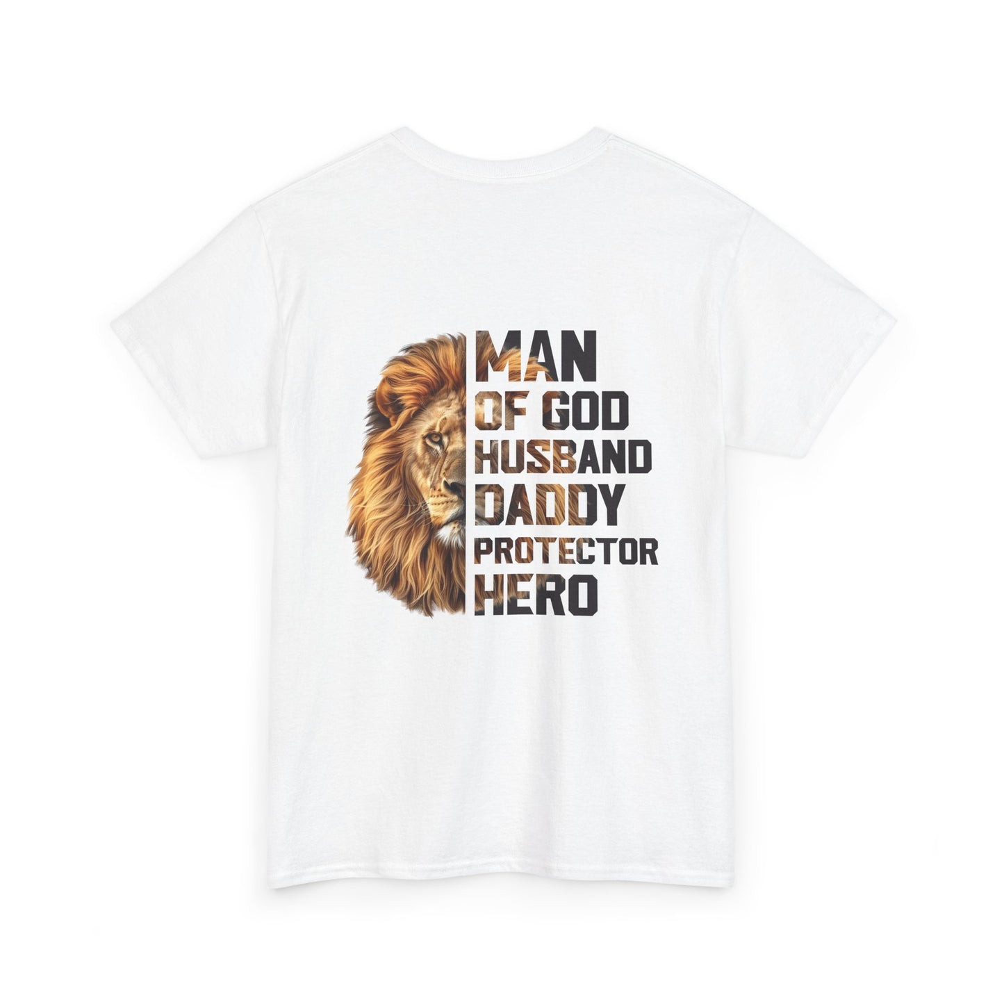 Lion Faith Husband Tee, Protector Shirt, Unisex Christian Tshirt, Daddy Tee, Man of God Top, Religious Gift, Lion Print Shirt, Faith Words