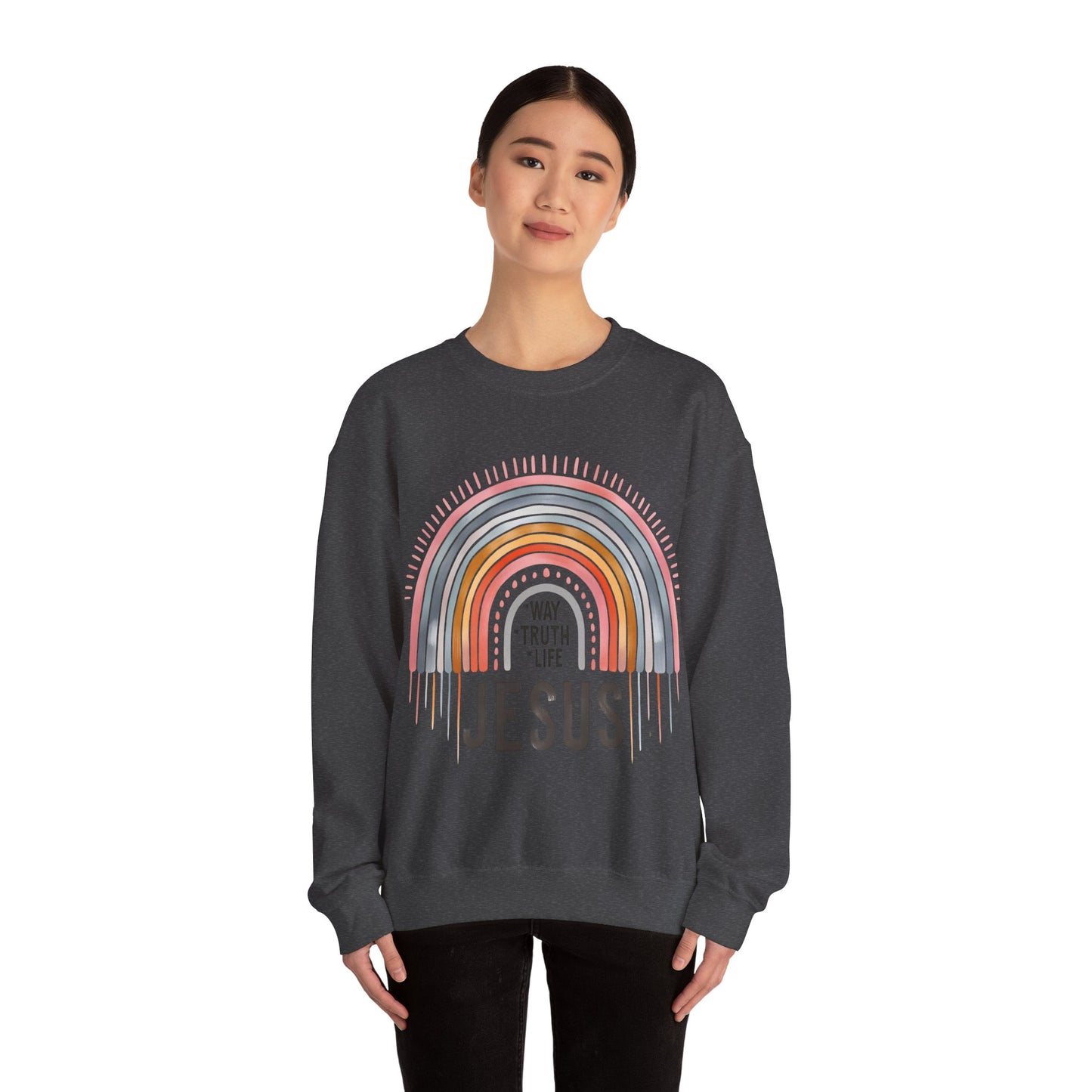 Jesus Rainbow Sweatshirt, Cozy Unisex Crewneck, Christian Apparel, Faith Sweatshirt, Gift for Believers, Inspirational Fashion