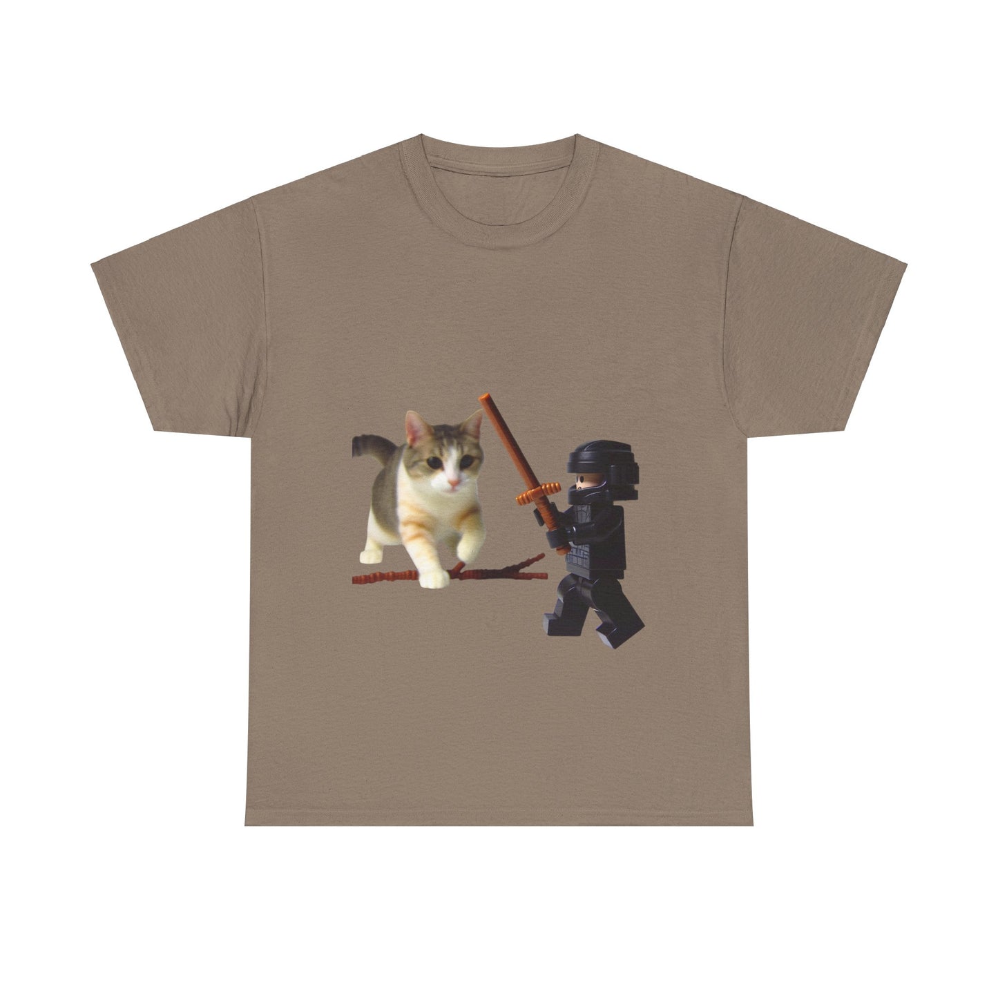 Lego Darth Vader Unisex Tee - Darth Vader Sword Fighting with Cat Design