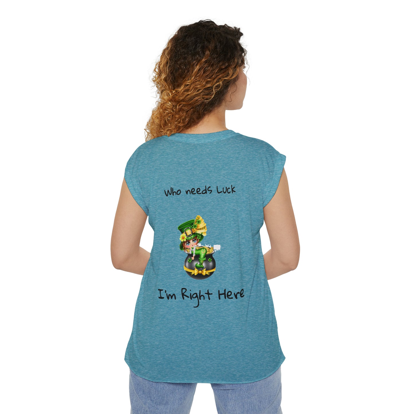 Camiseta musculosa con puños enrollados fluidos para mujer del Día de San Patricio