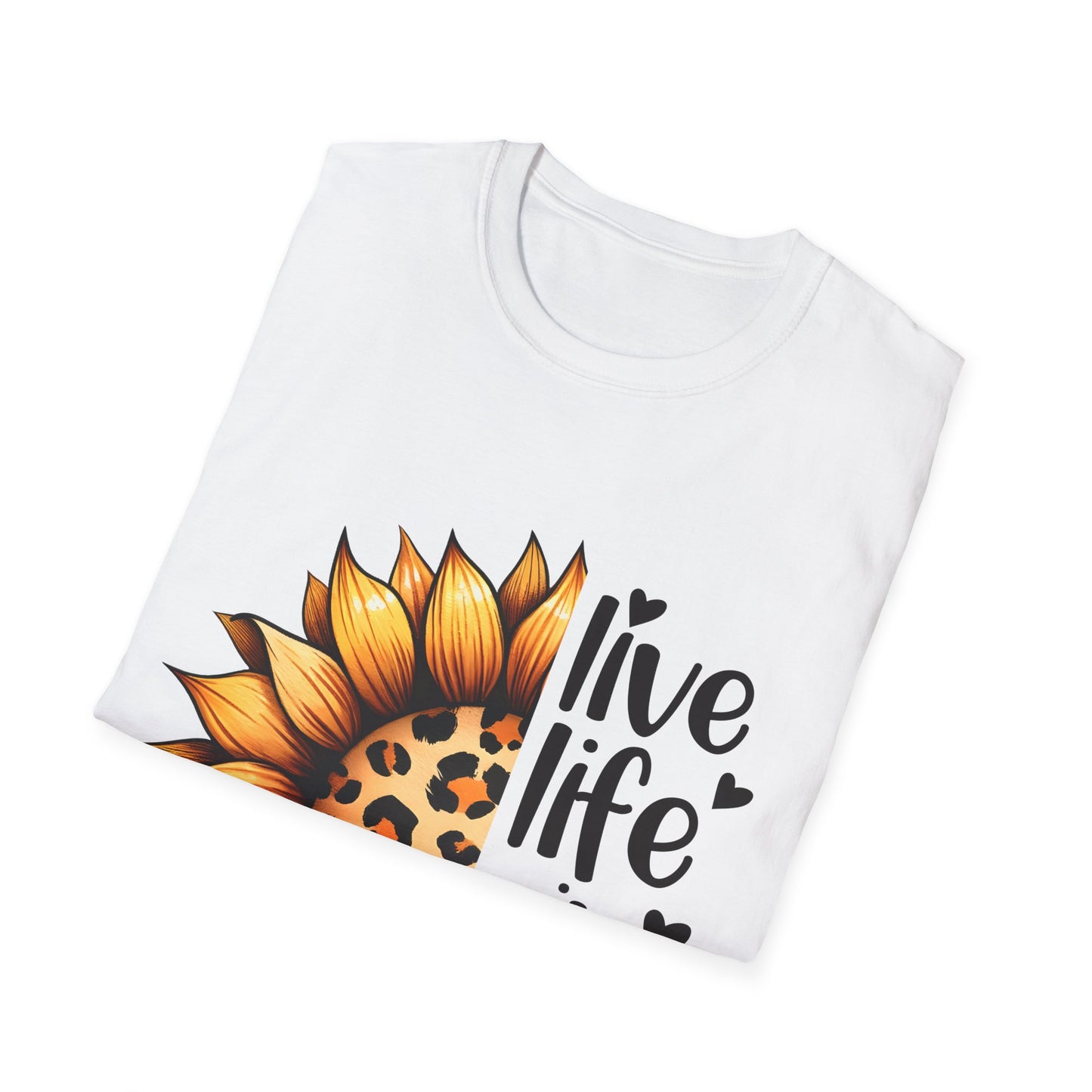 Live Life in Full Bloom Sunflower Tee, Unisex Softstyle T-Shirt, Floral Graphic Shirt, Gift for Nature Lovers, Spring/Summer Fashion,