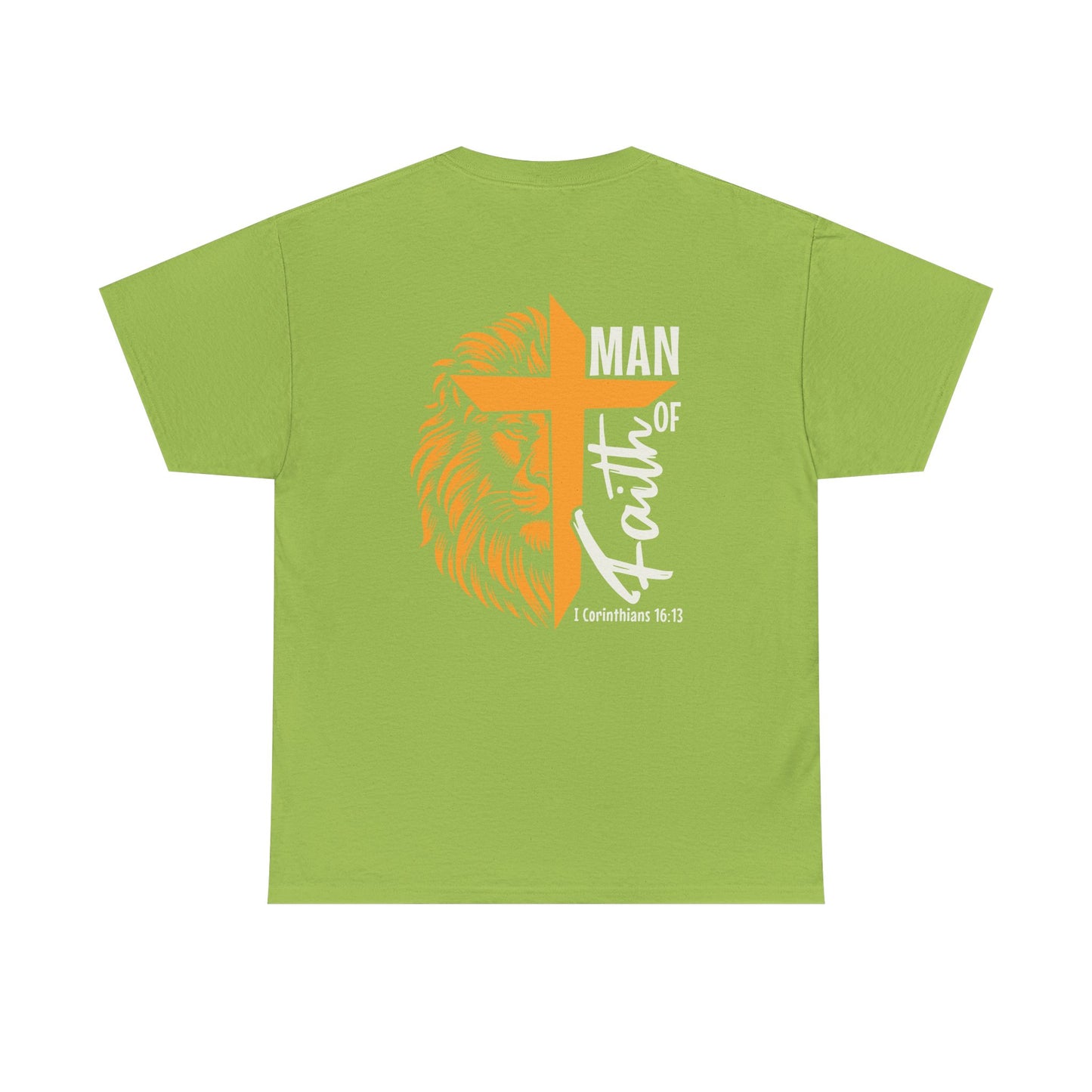 Faith-Inspired Unisex Heavy Cotton Tee, Christian Apparel, Lion and Cross Design, Gift for Him, Spiritual Wear, Everyday Comfort, Casual