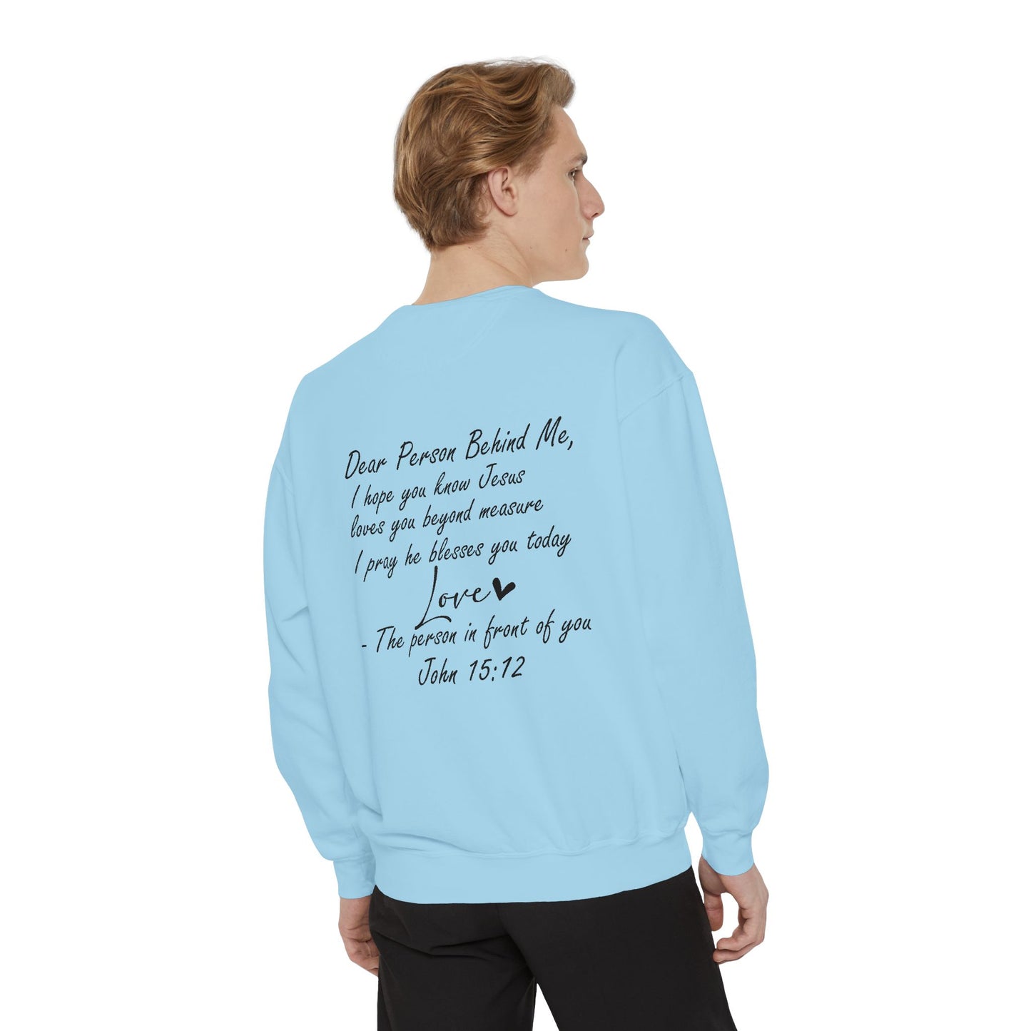 Love Like Jesus Garment-Dyed Sweatshirt, Inspirational Christian Apparel, Cozy Religious Gift, Faith-Based Fashion, Perfect for Holidays