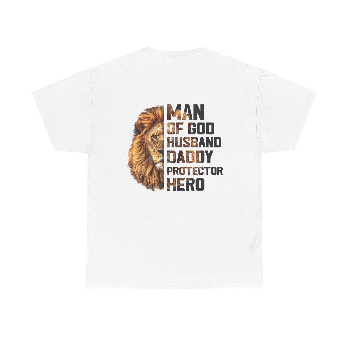 Lion Faith Husband Tee, Protector Shirt, Unisex Christian Tshirt, Daddy Tee, Man of God Top, Religious Gift, Lion Print Shirt, Faith Words