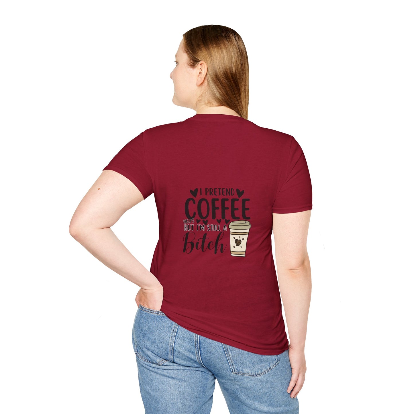 Funny Coffee Cup Unisex T-Shirt - I Pretend Coffee Helps