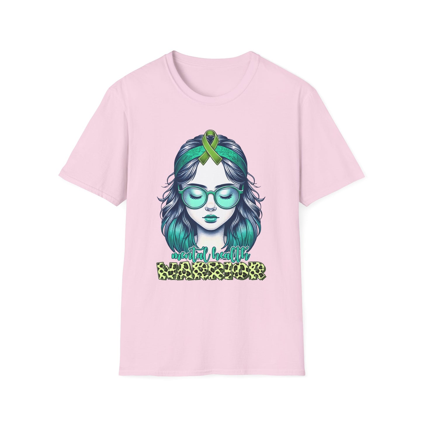 Empowered Green Hair T-Shirt | Unisex Softstyle Tee for Empowerment, Cancer Awareness, Mental Health Warrior