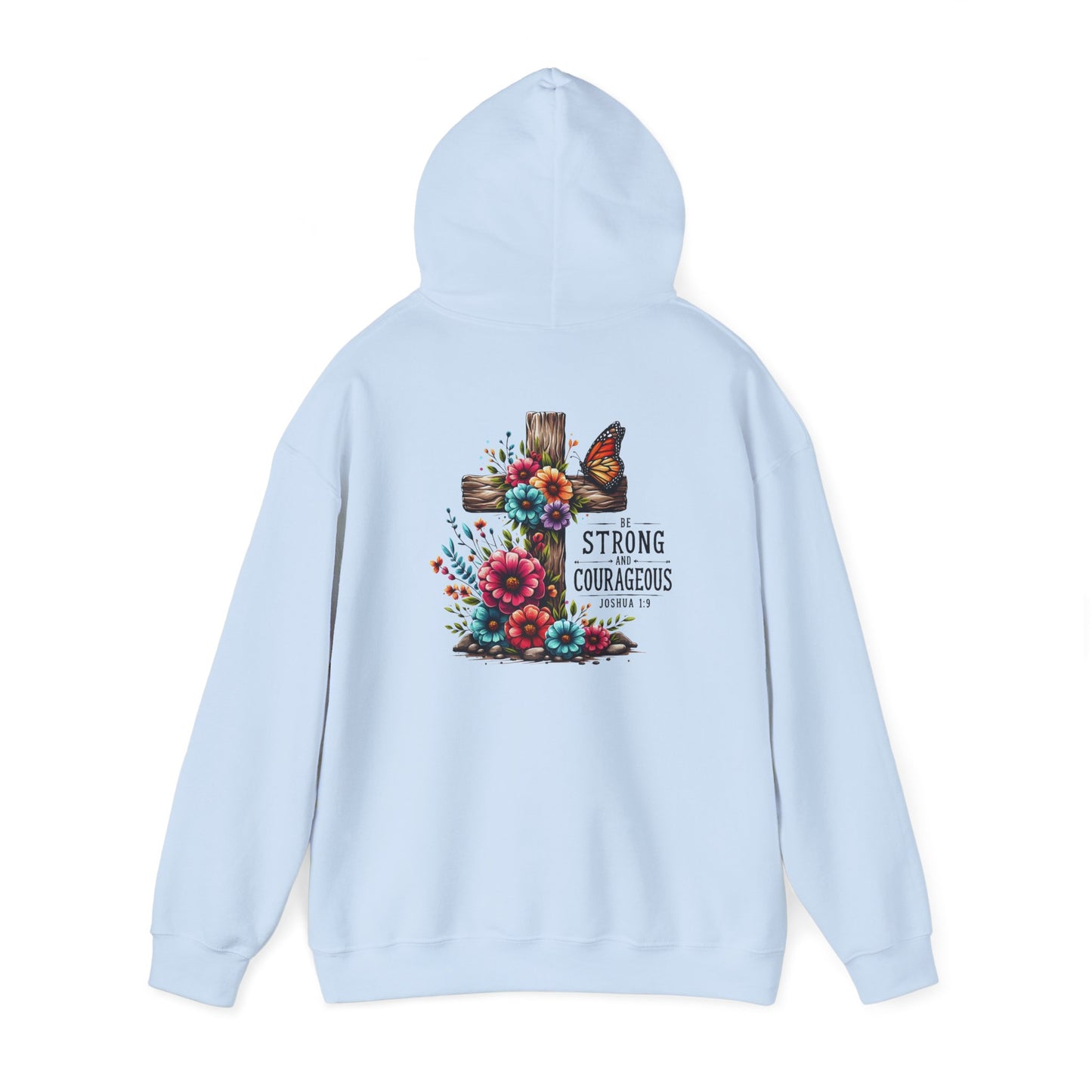 Christian Hooded Sweatshirt 'Strong and Courageous Proverbs'