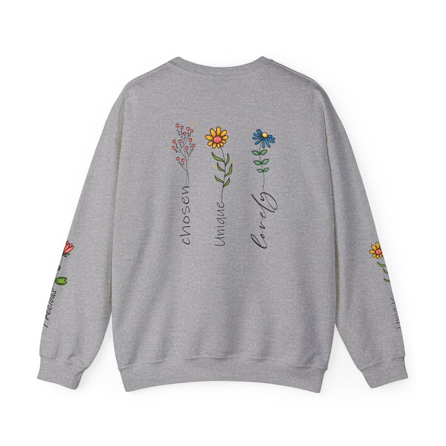 Cross Flowers Unisex Sweatshirt, Religious Lover Gift, Forgiveness Strength Shirt, Flower Buff Apparel, Unique Precious Sweater