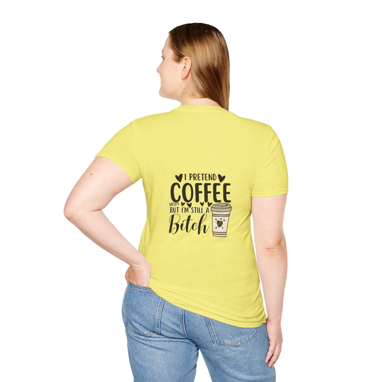 Funny Coffee Cup Unisex T-Shirt - I Pretend Coffee Helps