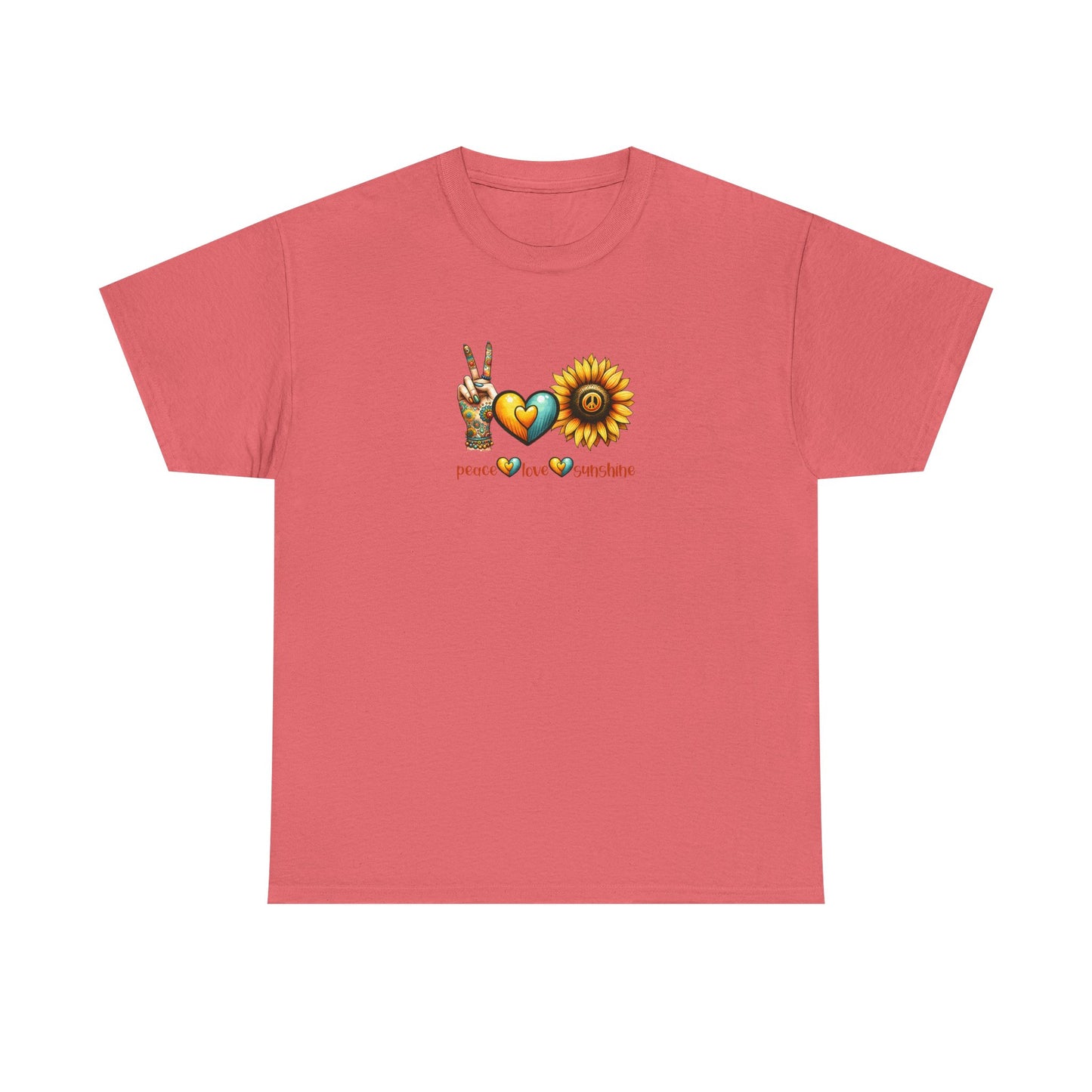 Peace Love Sunshine Unisex Heavy Cotton Tee, Vintage Graphic T-Shirt, Retro Vibe, Summer Wardrobe, Perfect Gift for Friends, Festivals