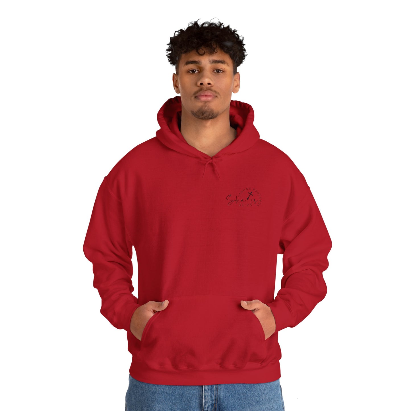Christian Hooded Sweatshirt 'Strong and Courageous Proverbs'