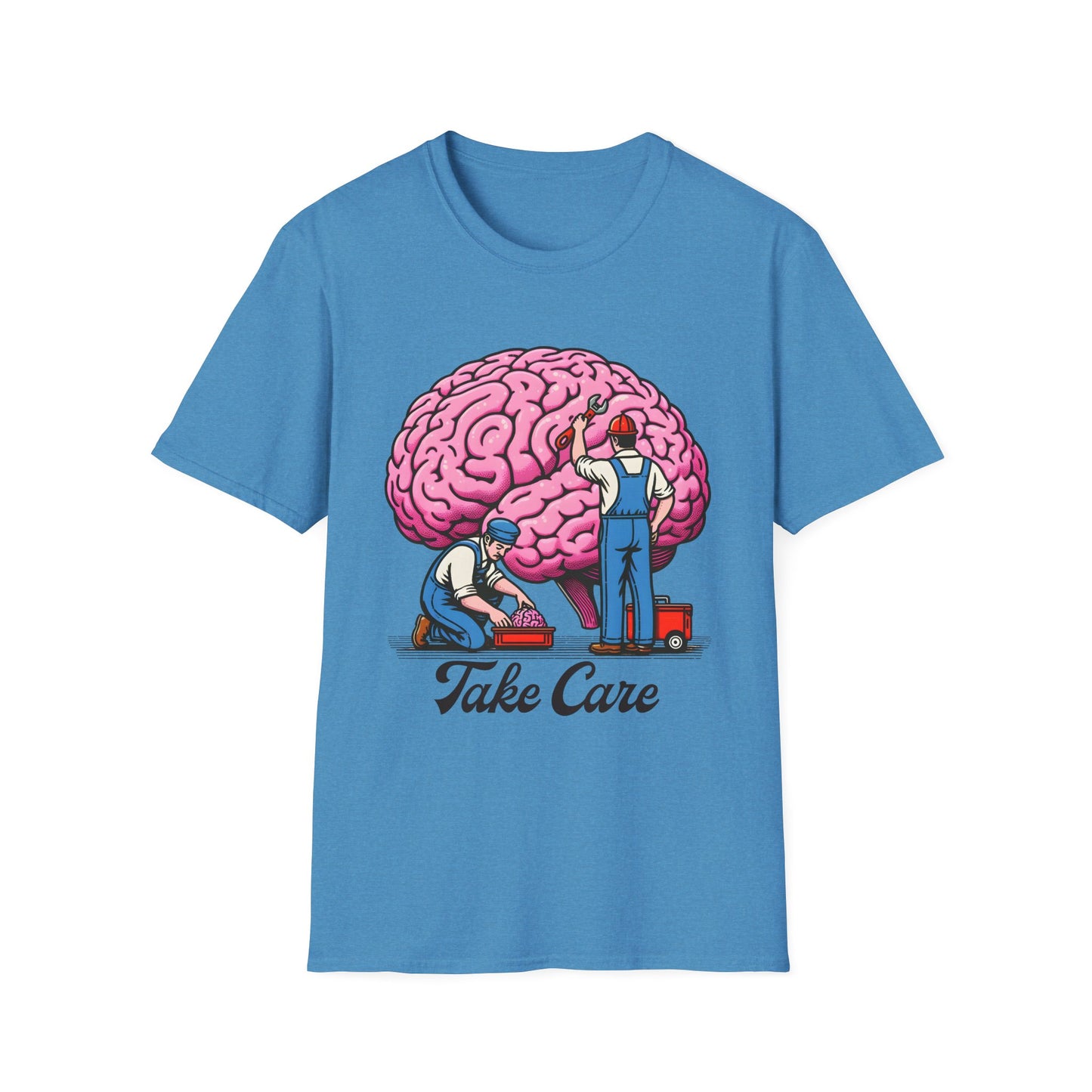 Take Care Brain T-Shirt, Fun Graphic Tee, Mental Health Awareness Shirt, Gift for Caregivers, Casual Wear, Unisex Softstyle