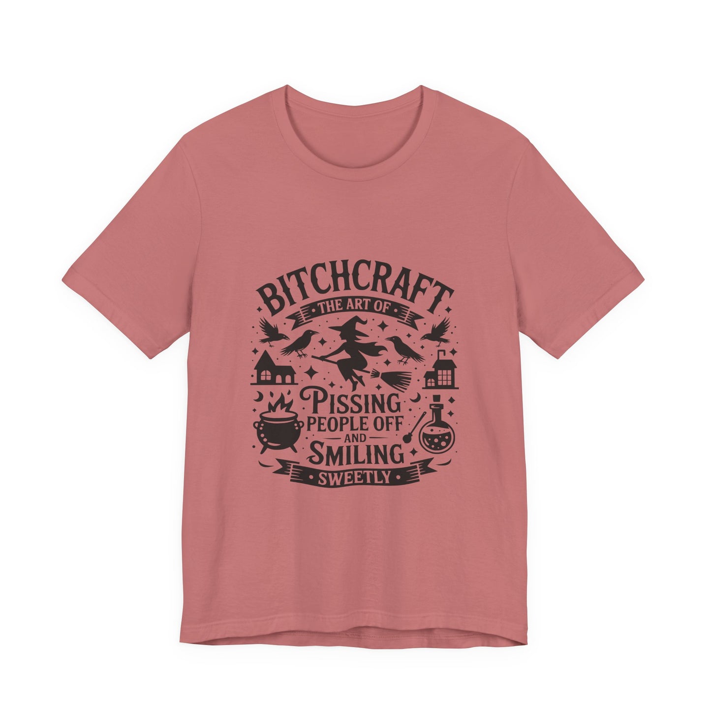 Bitchcraft Short Sleeve Tee - Witchy Humor T-Shirt, Gift for Witches, Halloween Apparel, Funny Witch Shirt, Unisex Tee